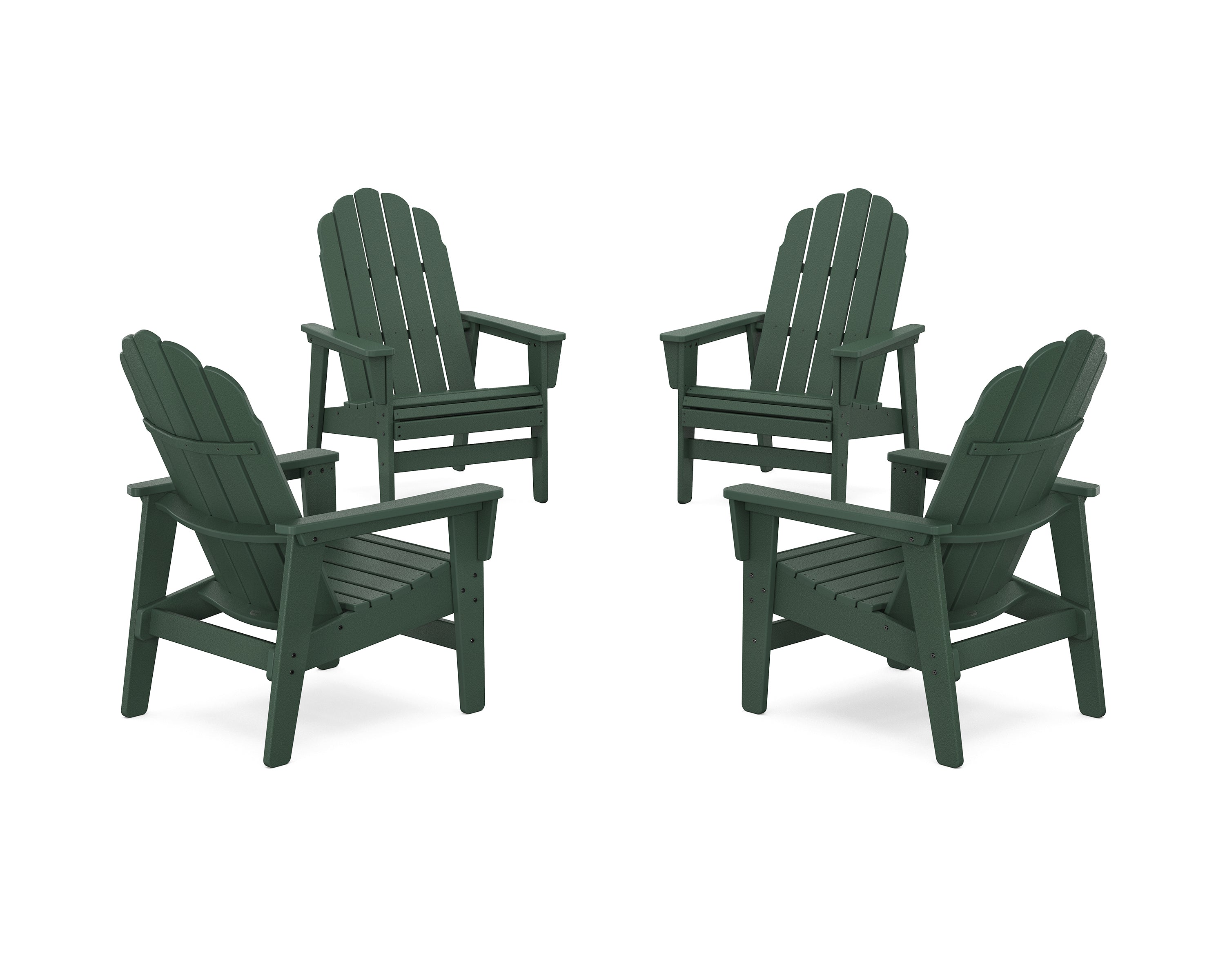 POLYWOOD® 4-Piece Vineyard Grand Upright Adirondack Chair Conversation Set in Green