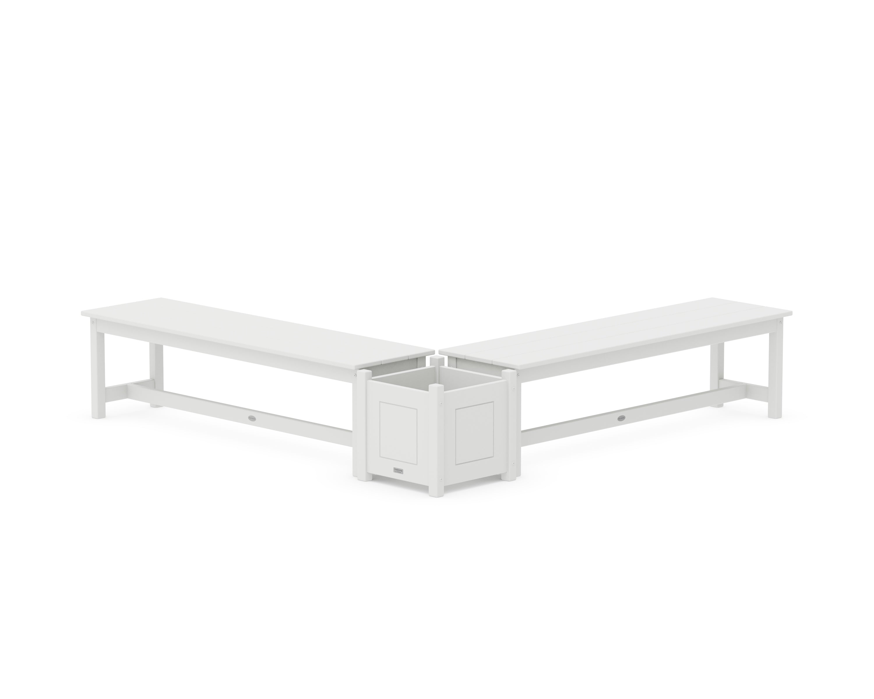 Country Living 60" Country Living L- Shaped Planter Bench Set in White