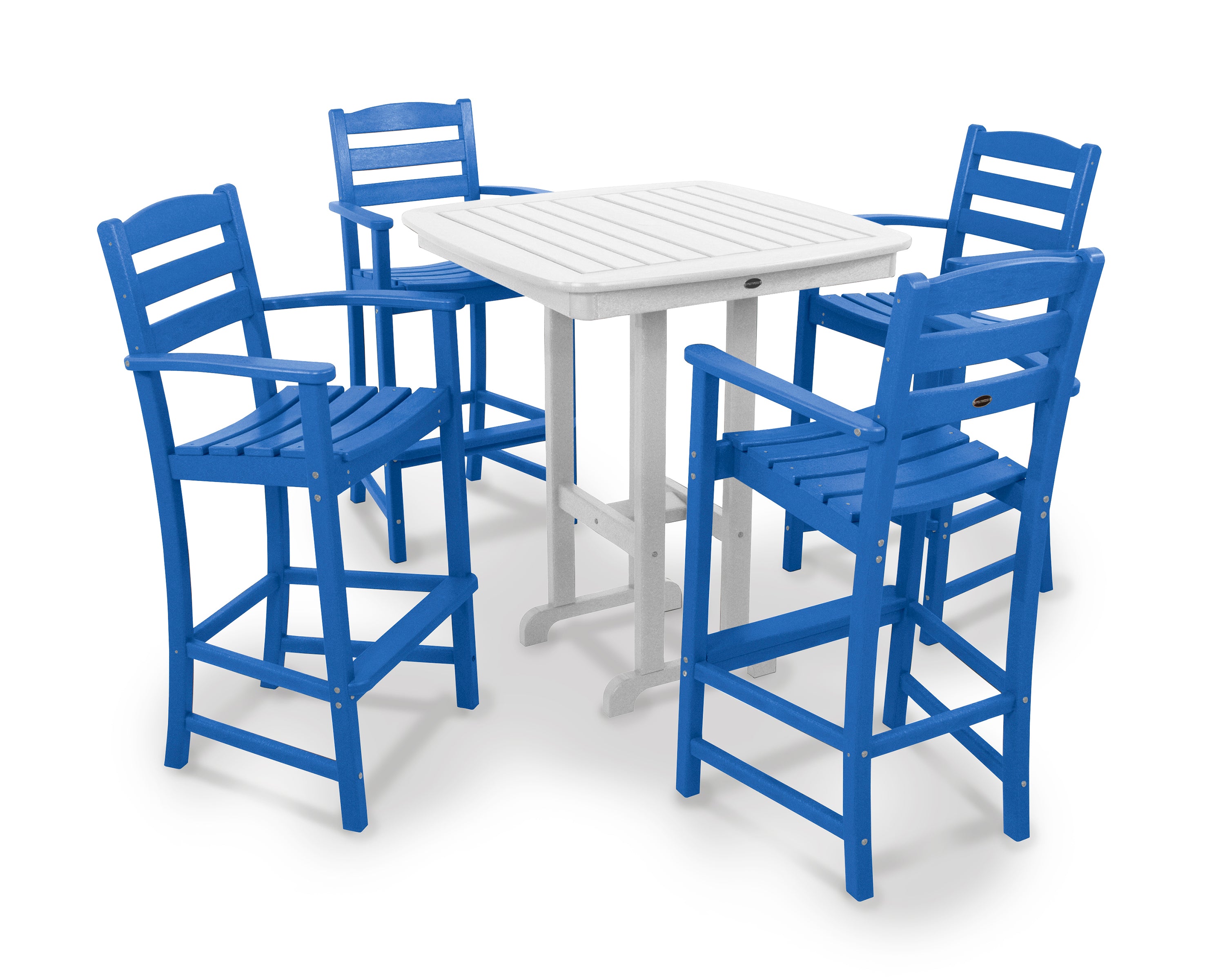 POLYWOOD® La Casa Café 5-Piece Bar Set in Pacific Blue / White