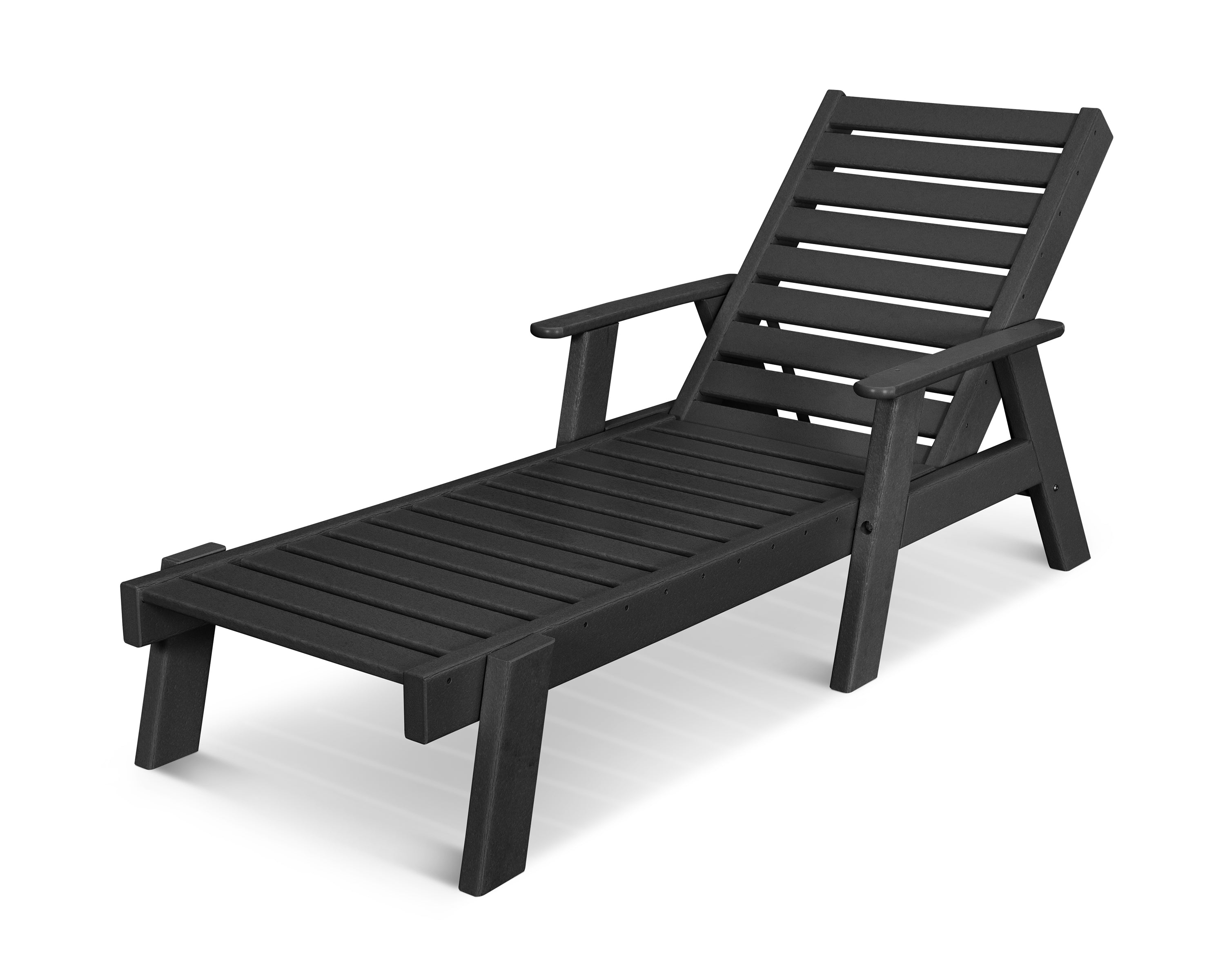 POLYWOOD® Captain Chaise with Arms in Black