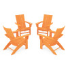 POLYWOOD® 4-Piece Modern Curveback Adirondack Conversation Set in Tangerine