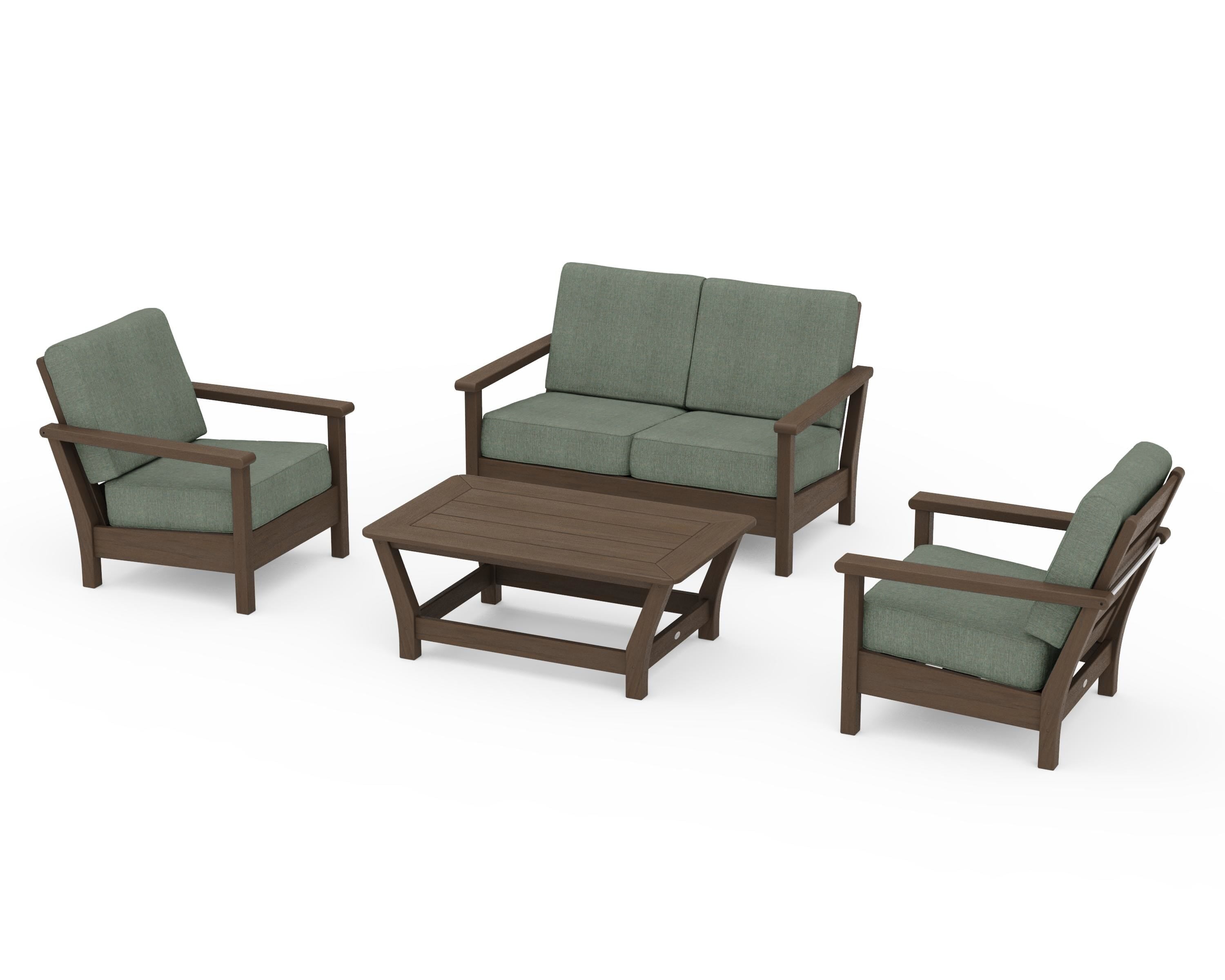 POLYWOOD Harbour 4-Piece Deep Seating Set in Kona / Cast Sage