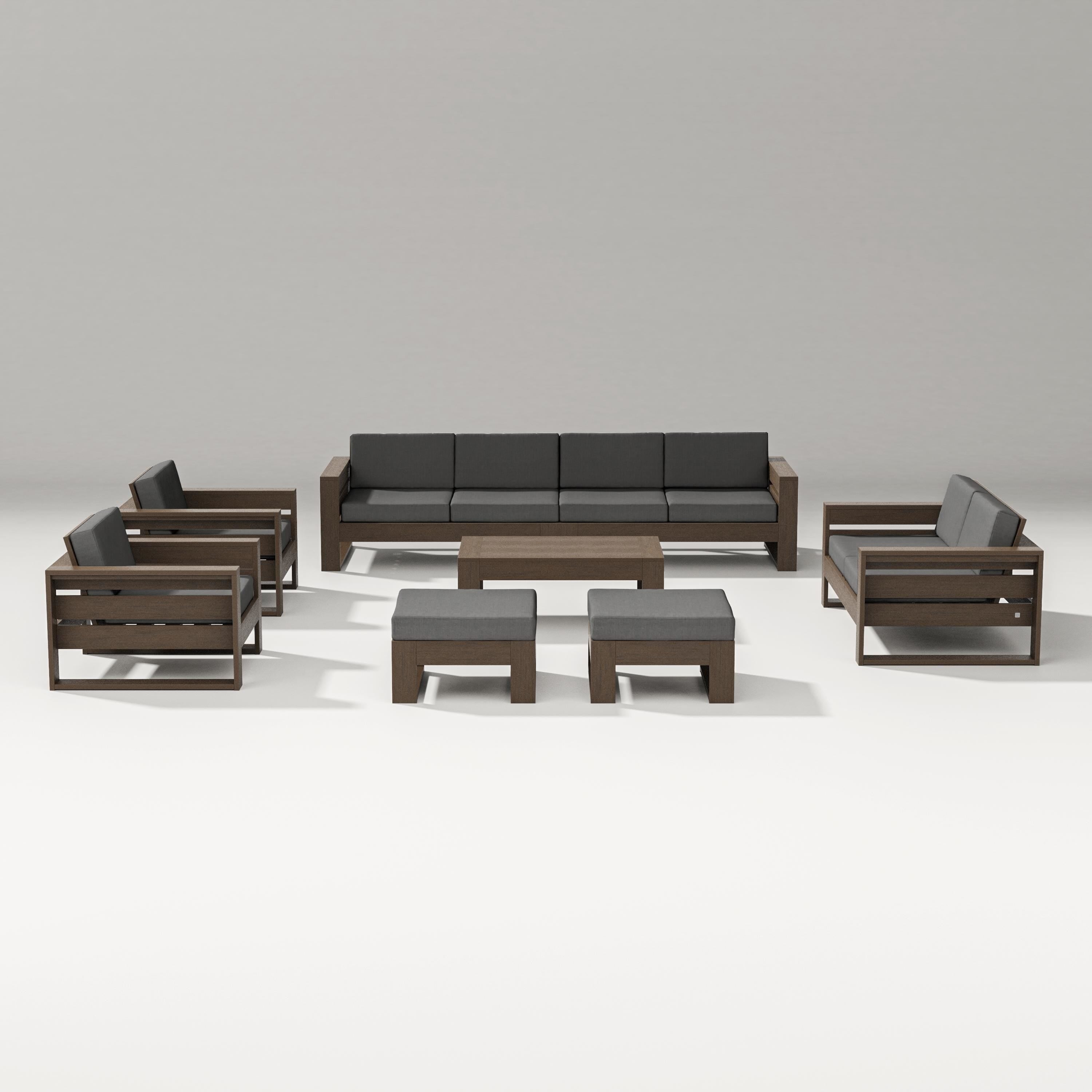 PW Designer Series Latitude 8-Piece Lounge Sofa Set in Kona / Spectrum Carbon