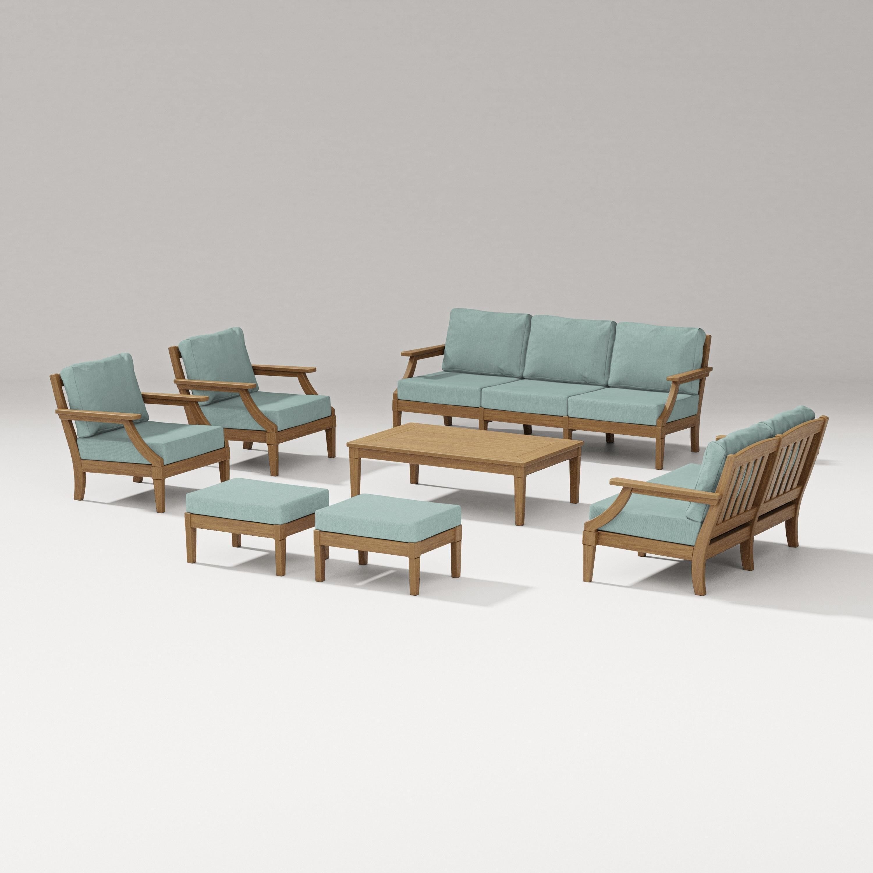 PW Designer Series Estate 7-Piece Lounge Sofa Set in Natural / Glacier Spa