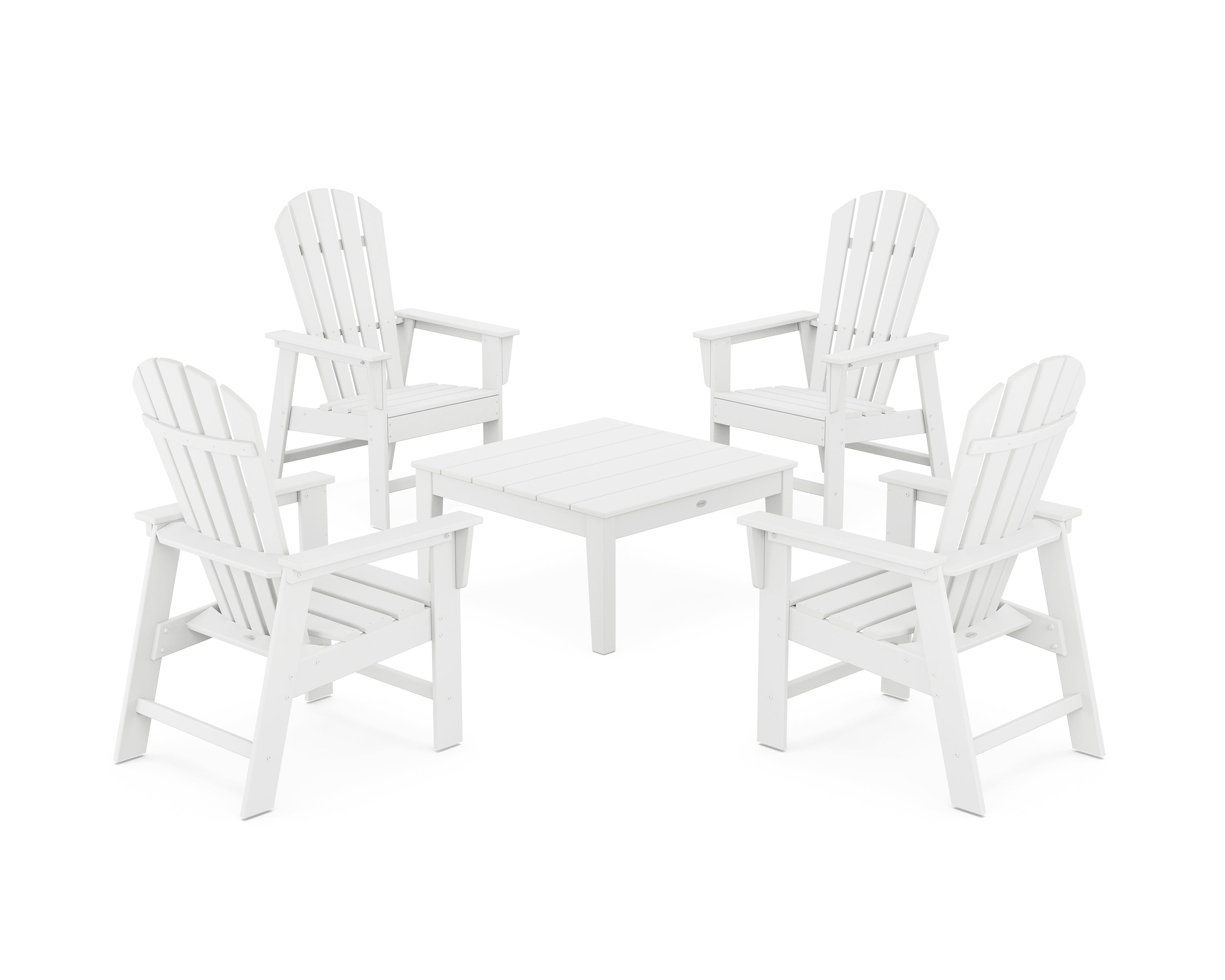 POLYWOOD® 5-Piece South Beach Casual Chair Conversation Set with 36" Conversation Table in White