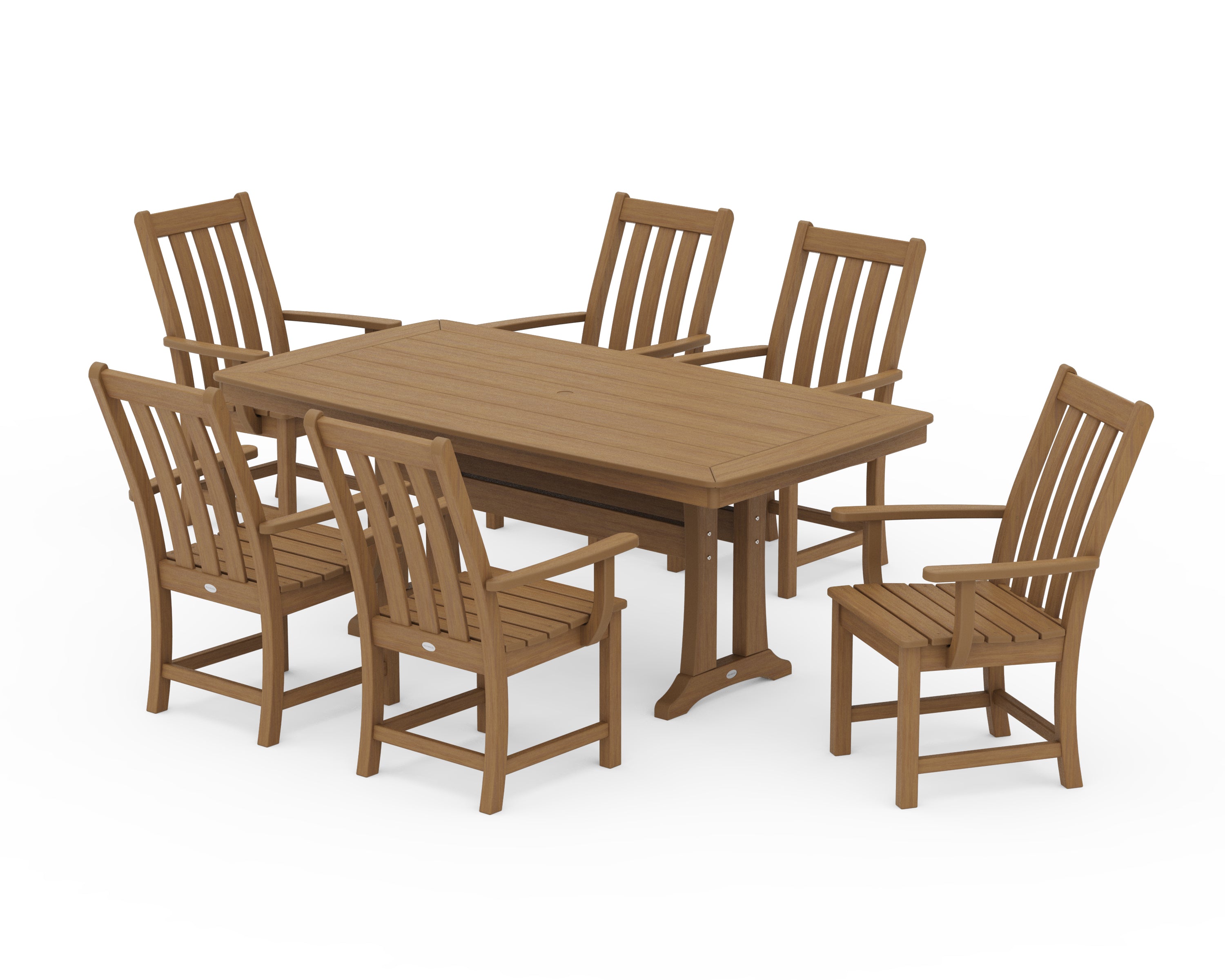 POLYWOOD Vineyard 7-Piece Arm Chair Dining Set in Natural