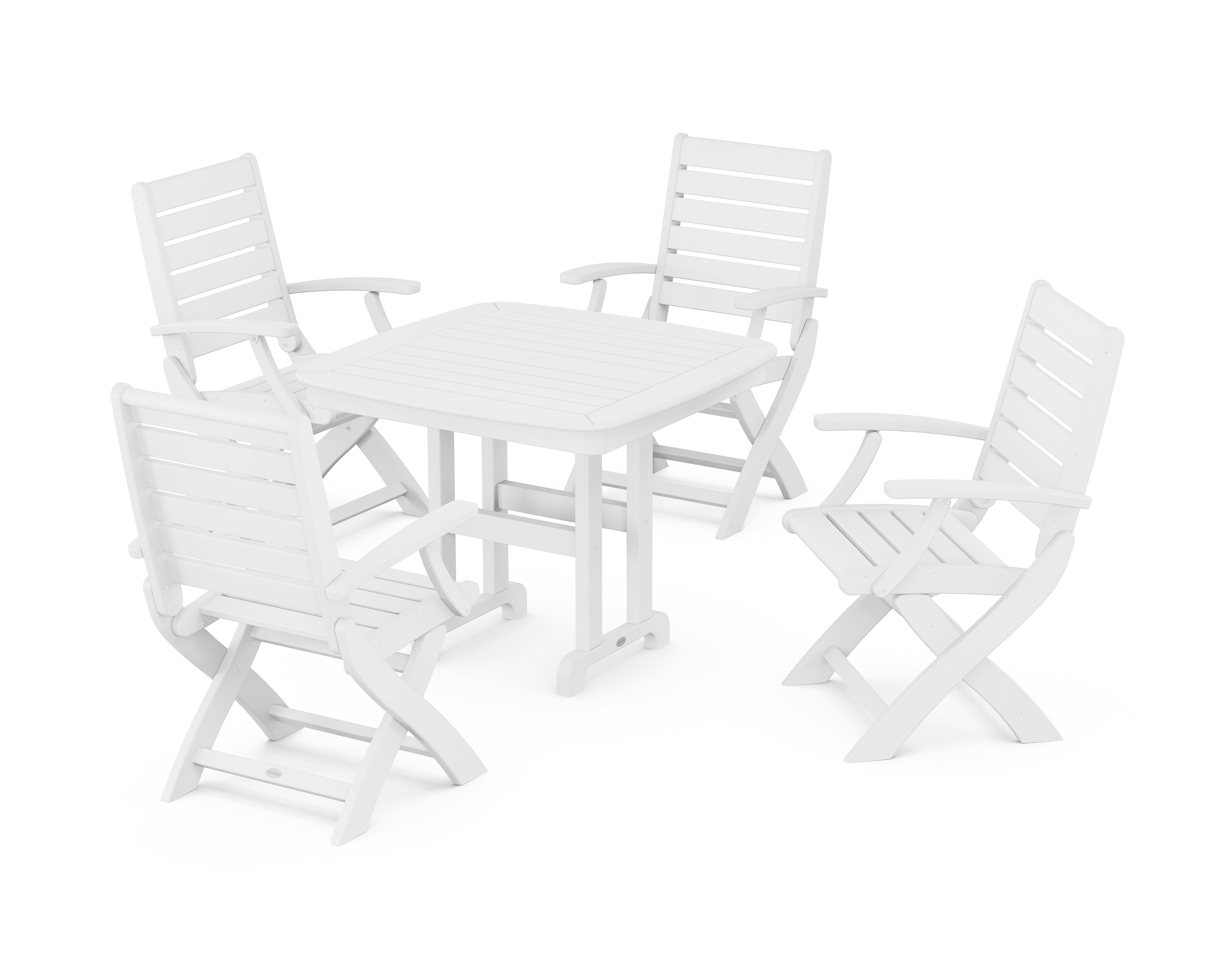 POLYWOOD® Signature Folding Chair 5-Piece Dining Set in White