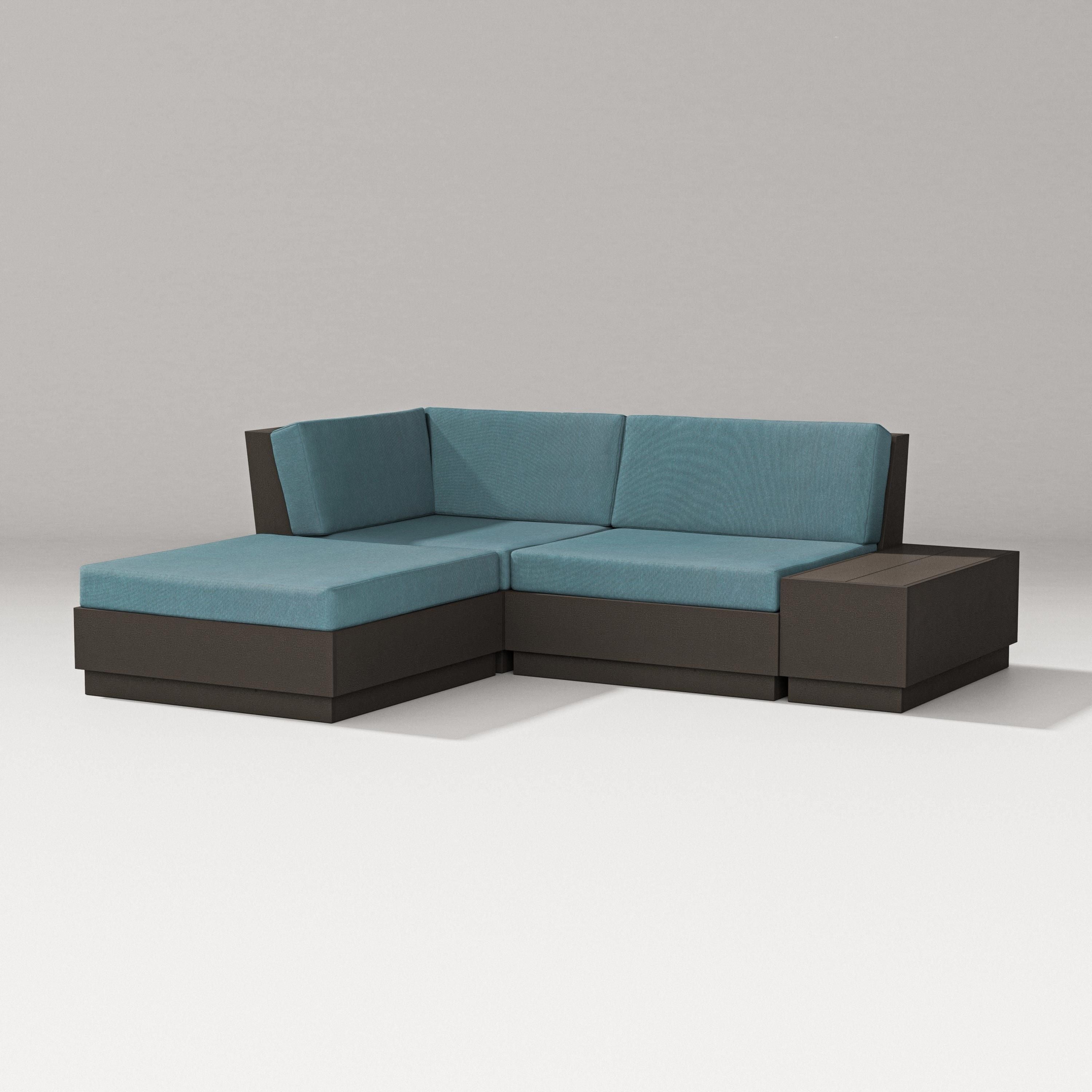 PW Designer Series Elevate Loveseat Sectional with Chaise in Vintage Coffee / Ocean Teal