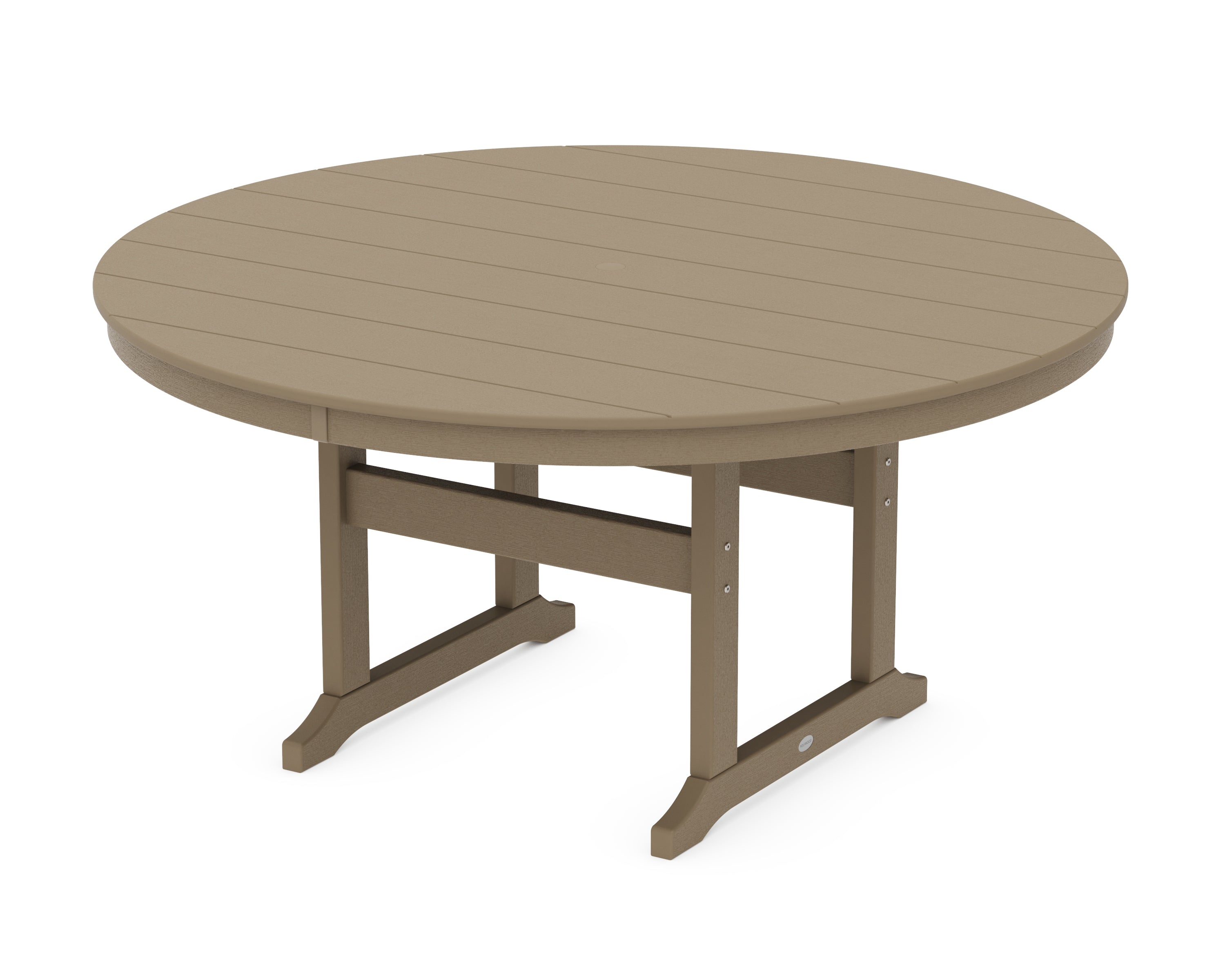 POLYWOOD 60” Round Farmhouse Dining Table in Vintage Sahara