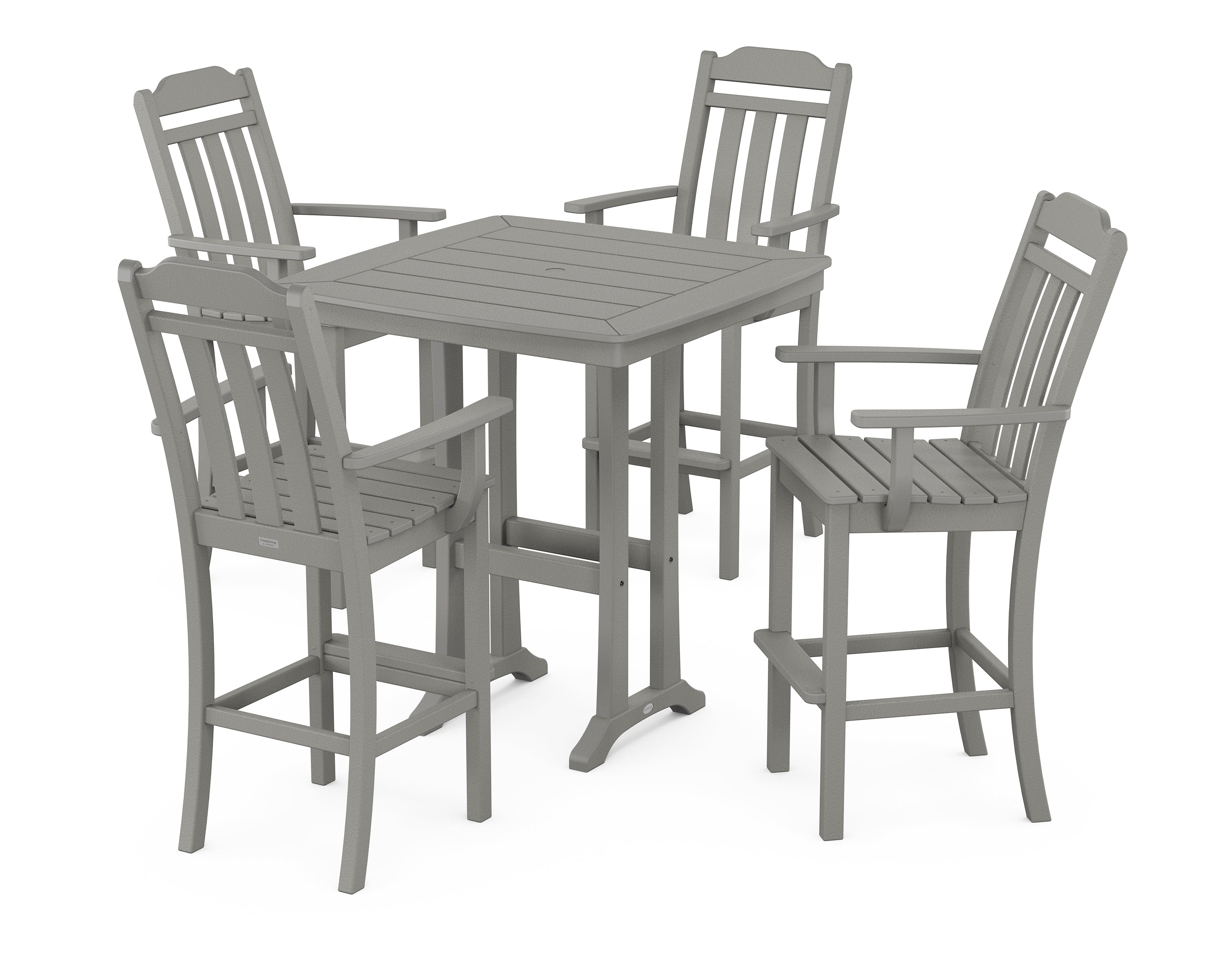 POLYWOOD Country Living 5-Piece Bar Set with Trestle Legs in Slate Grey