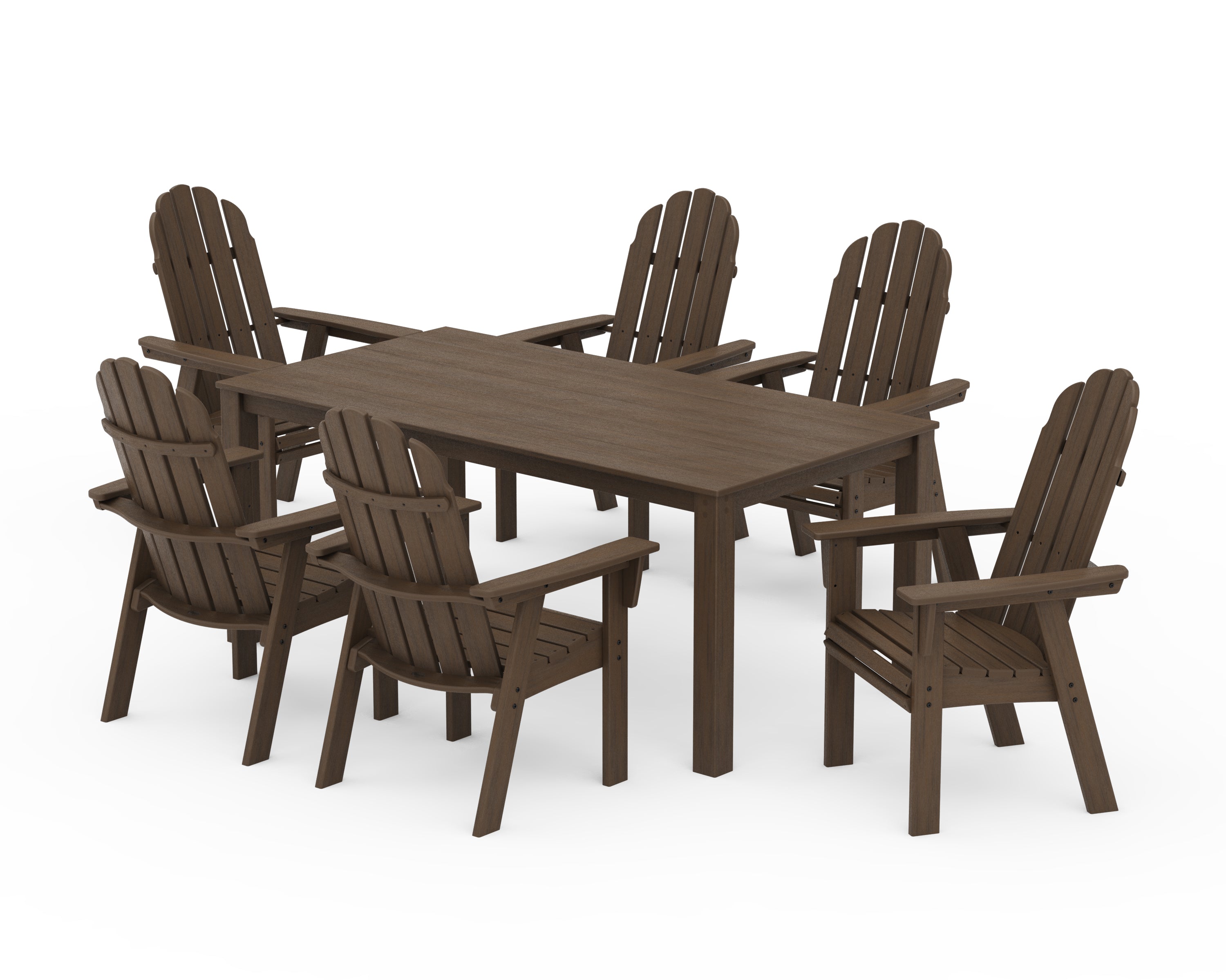 POLYWOOD Vineyard Curveback Adirondack 7-Piece Parsons Dining Set in Kona