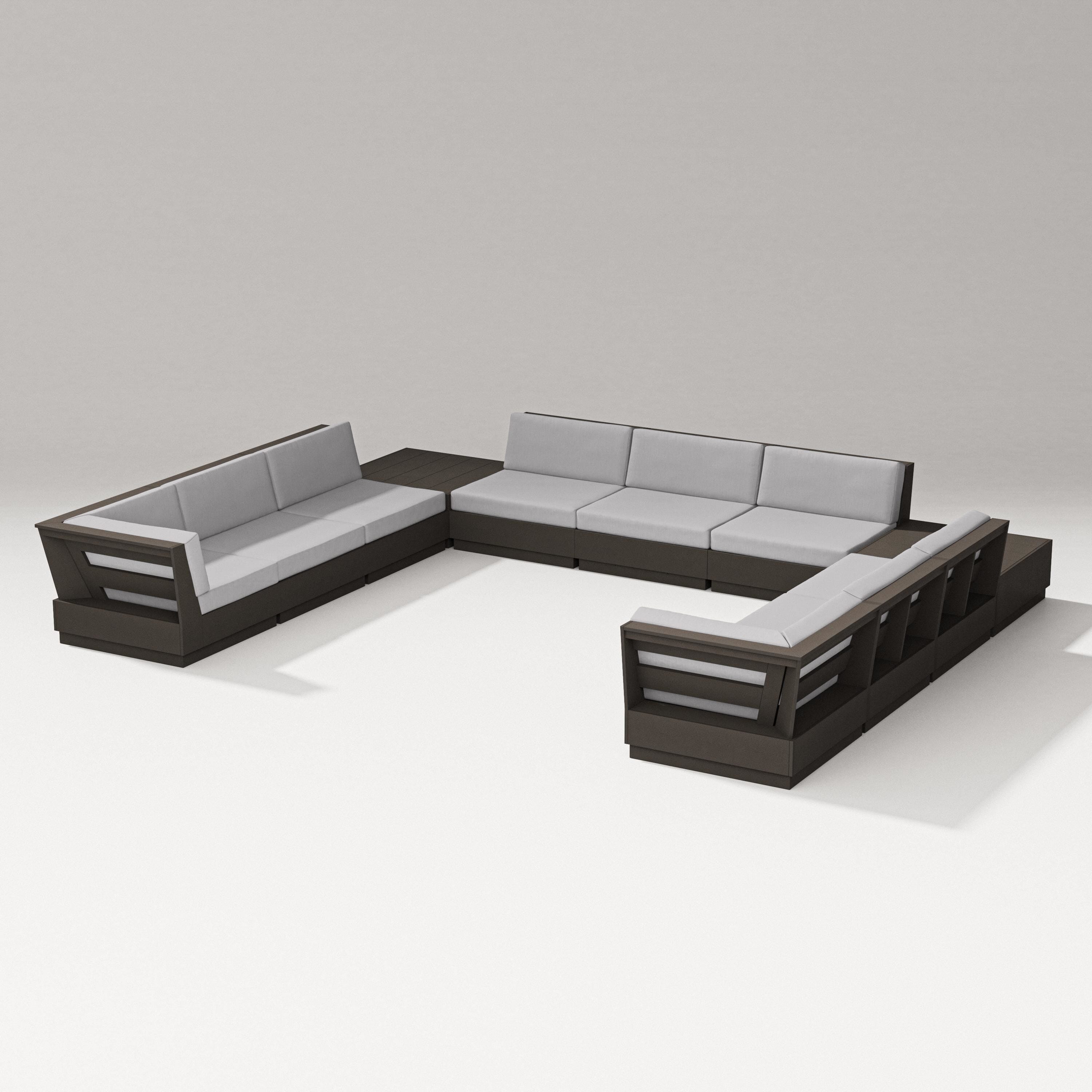 PW Designer Series Elevate 11-Piece U-Shaped Sofa Sectional in Vintage Coffee / Granite