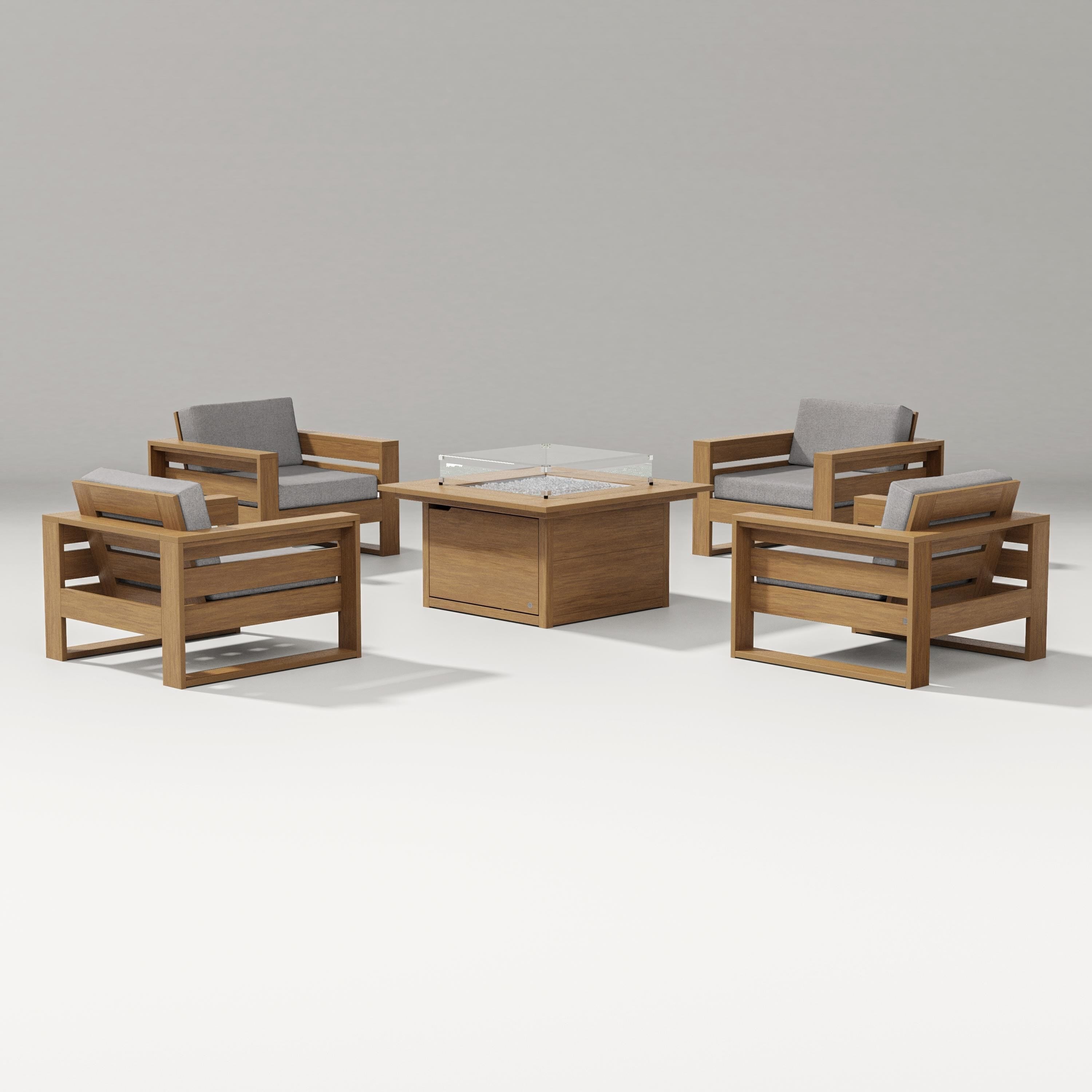 PW Designer Series Latitude 5-Piece Lounge Fire Table Set in Natural / Grey Mist