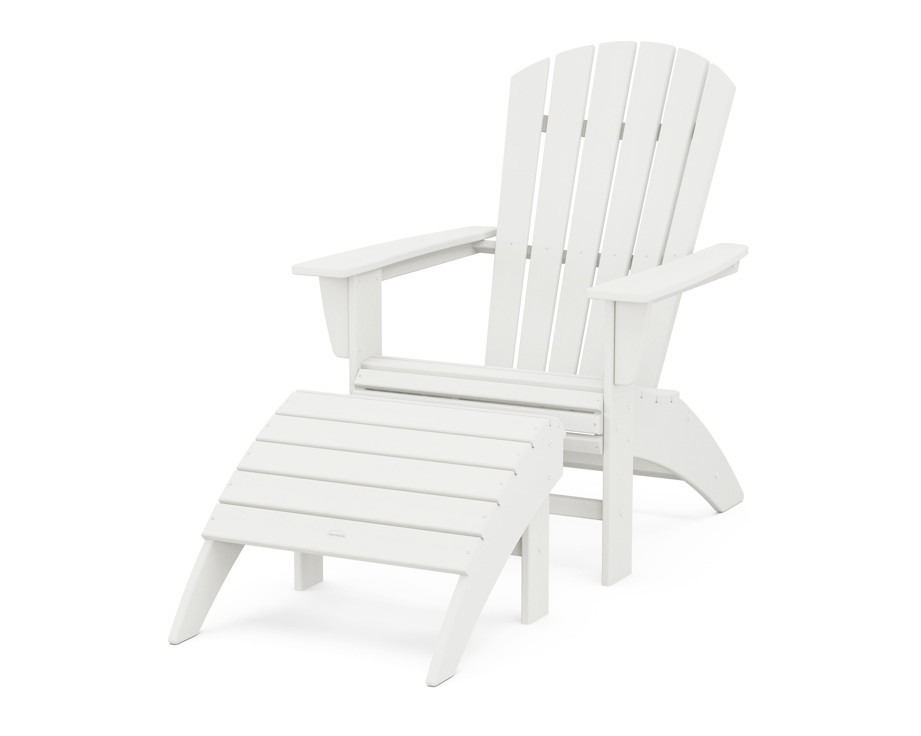 POLYWOOD® Nautical Curveback Adirondack Chair 2-Piece Set with Ottoman in Vintage White