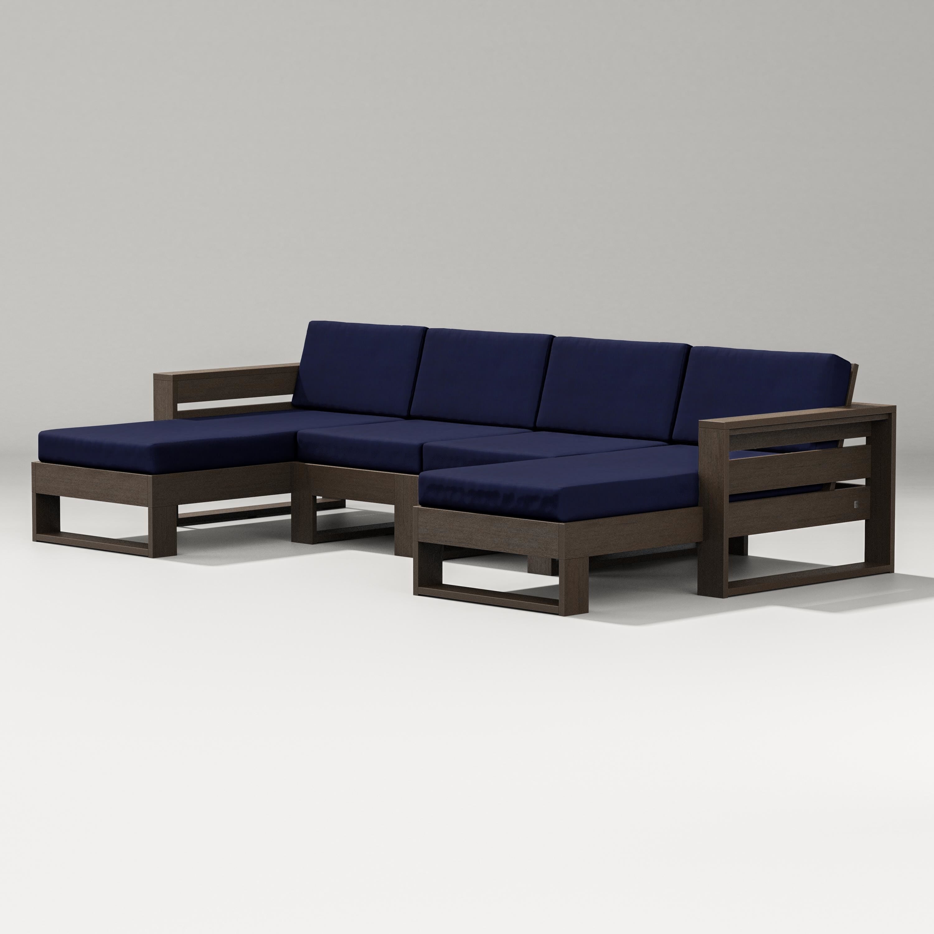 PW Designer Series Latitude Double Chaise Sectional in Kona / Navy