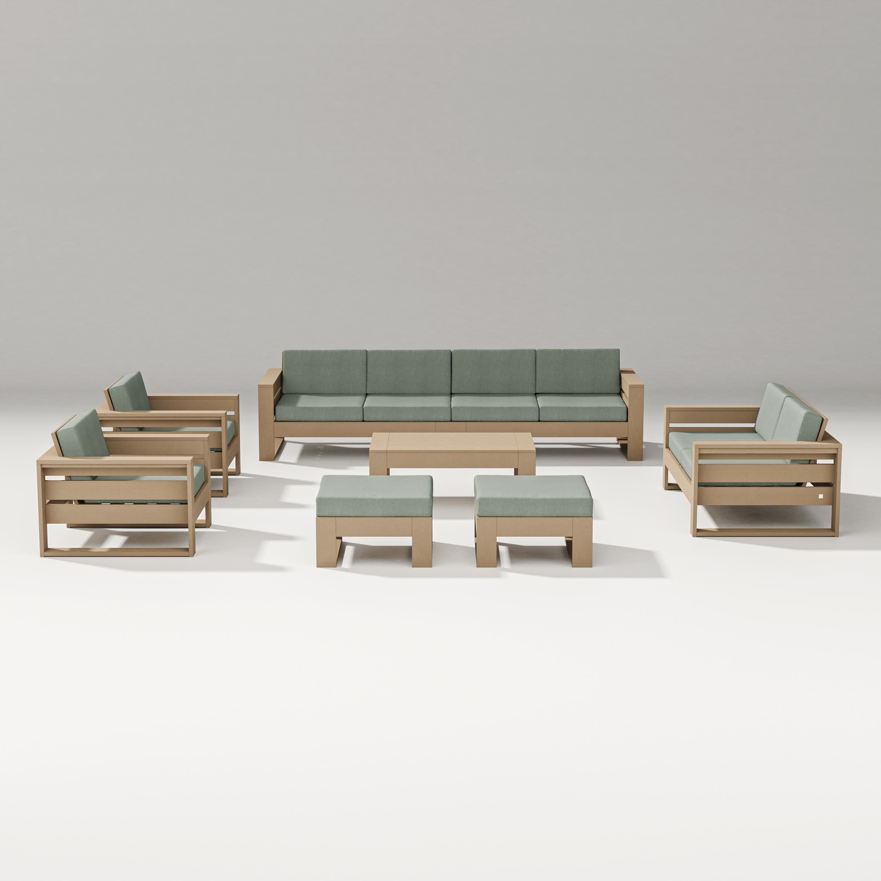 PW Designer Series Latitude 8-Piece Lounge Sofa Set in Vintage Sahara / Cast Sage