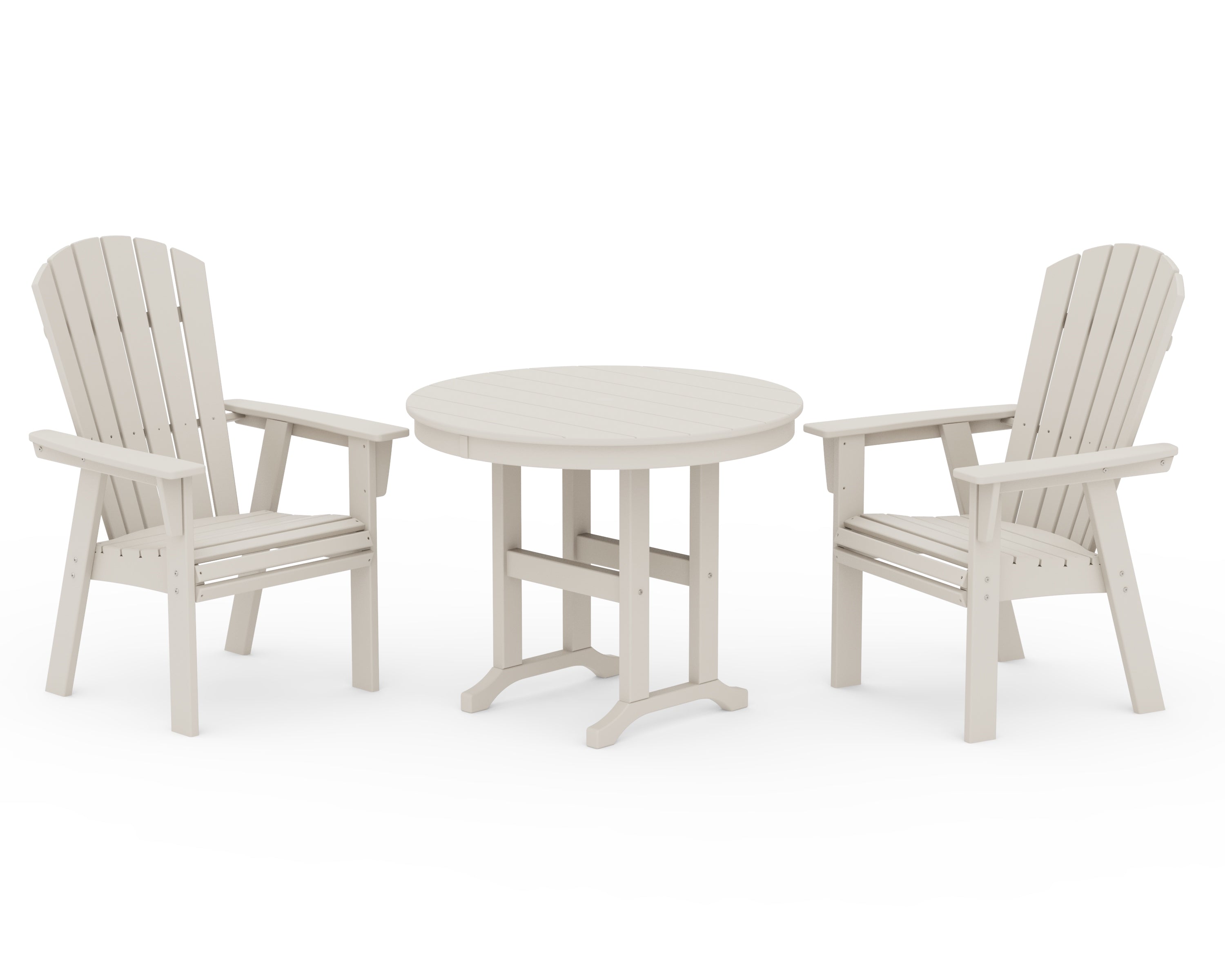 POLYWOOD Nautical Adirondack 3-Piece Round Dining Set in Sand