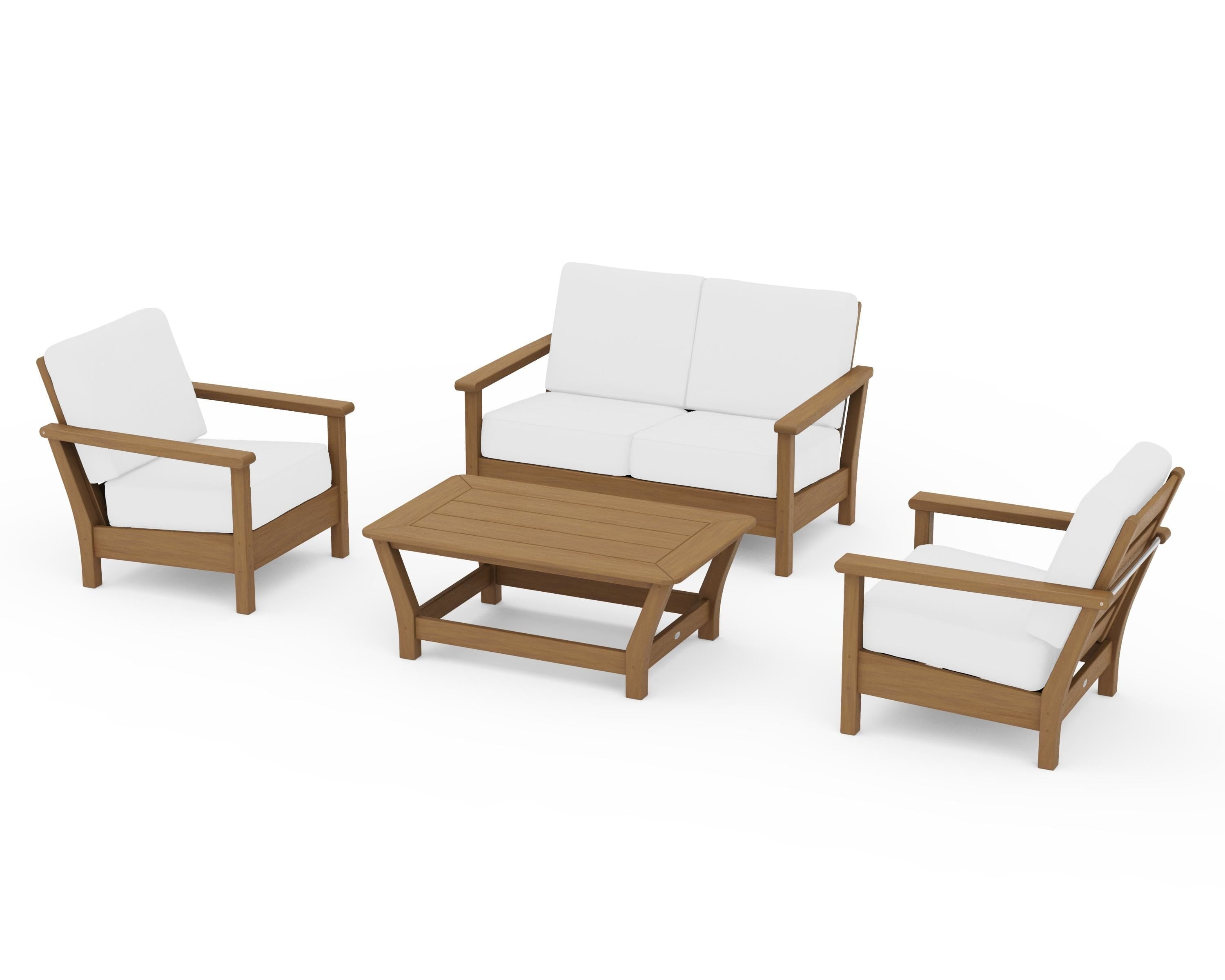 POLYWOOD Harbour 4-Piece Deep Seating Set in Natural / Natural
