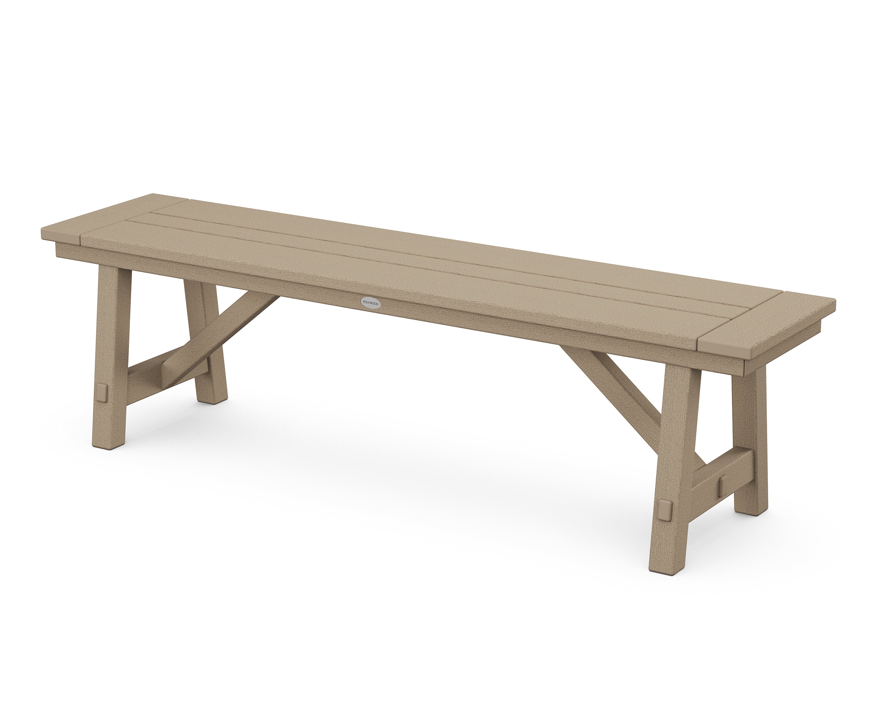 POLYWOOD® Rustic Farmhouse 60" Backless Bench in Vintage Sahara