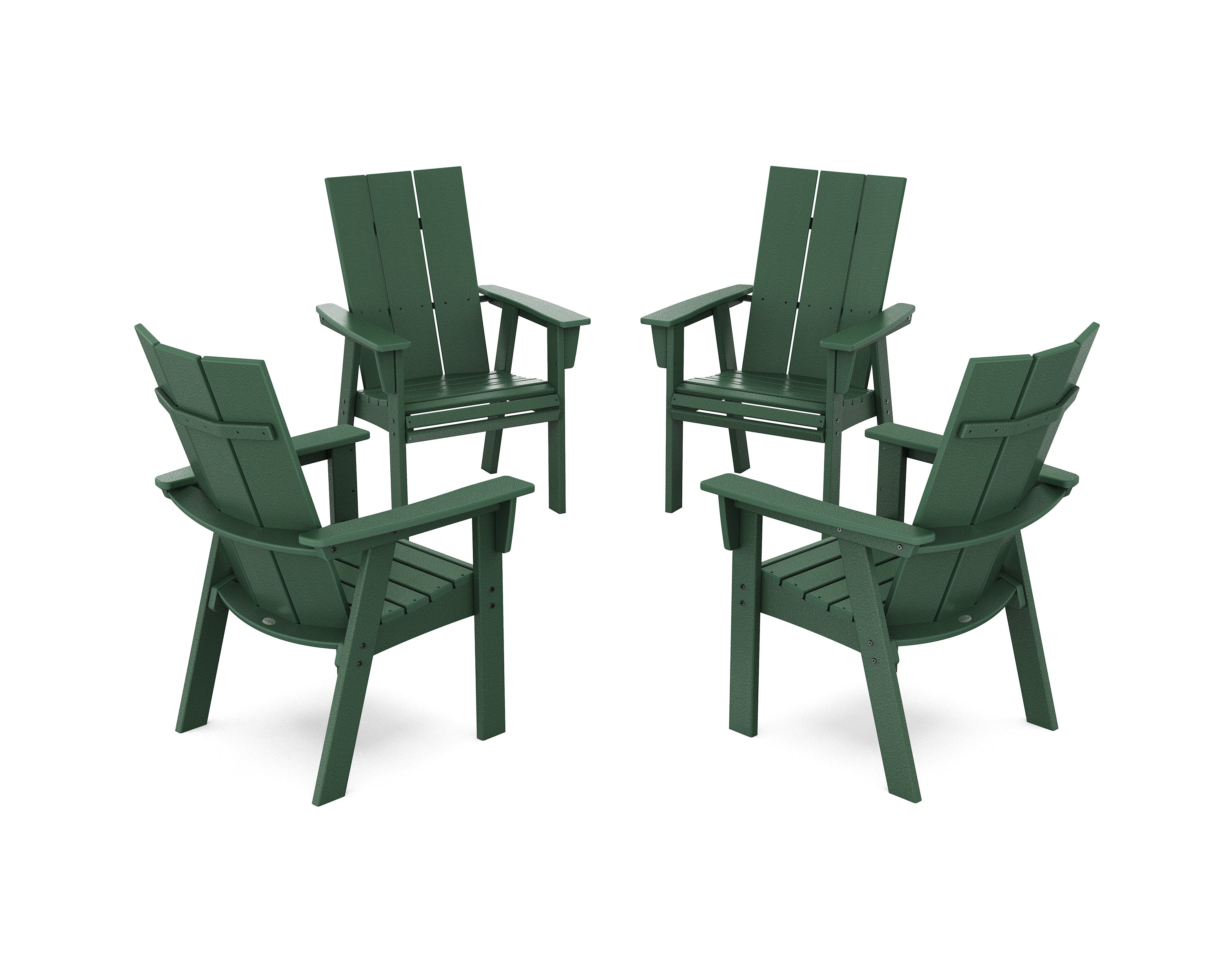 POLYWOOD® Modern 4-Piece Curveback Upright Adirondack Conversation Set in Green