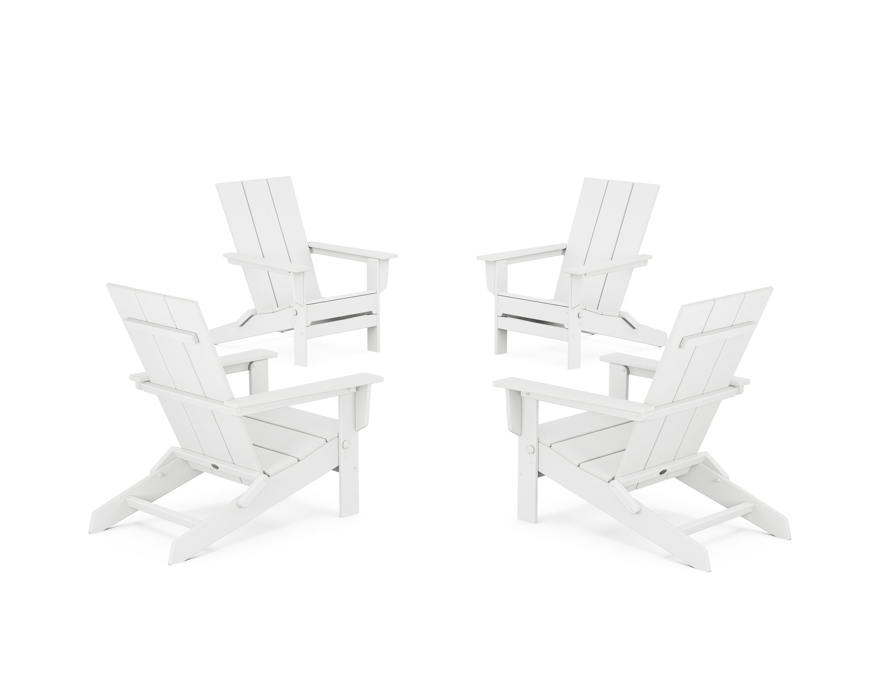 POLYWOOD® 4-Piece Modern Studio Folding Adirondack Chair Conversation Set in White