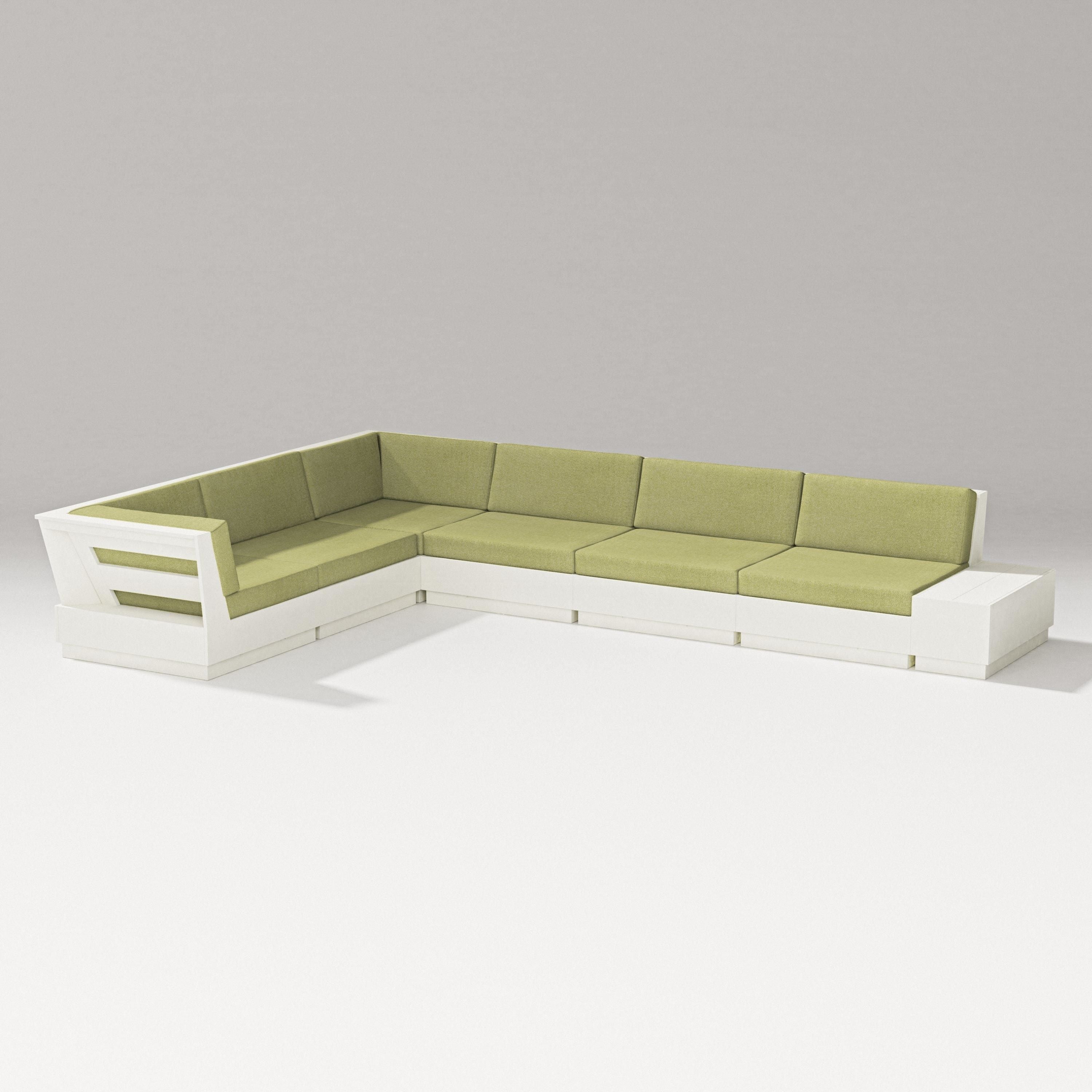 PW Designer Series Elevate 7-Piece Corner Sectional in Vintage White / Chartreuse Boucle