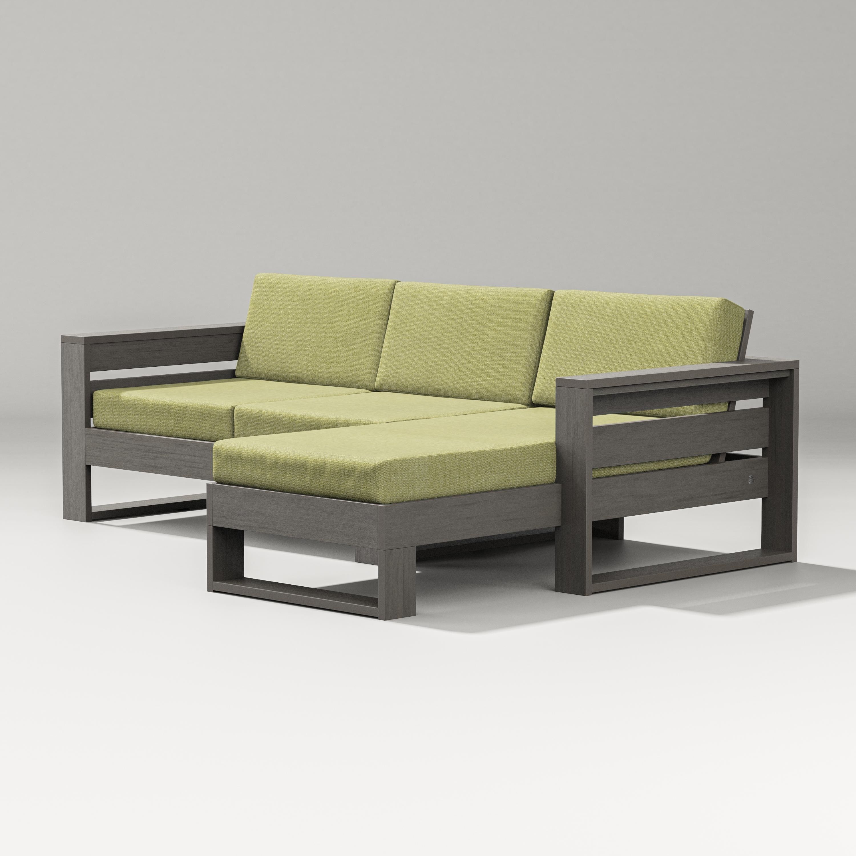PW Designer Series Latitude Right Chaise Sectional in Driftwood / Chartreuse Boucle