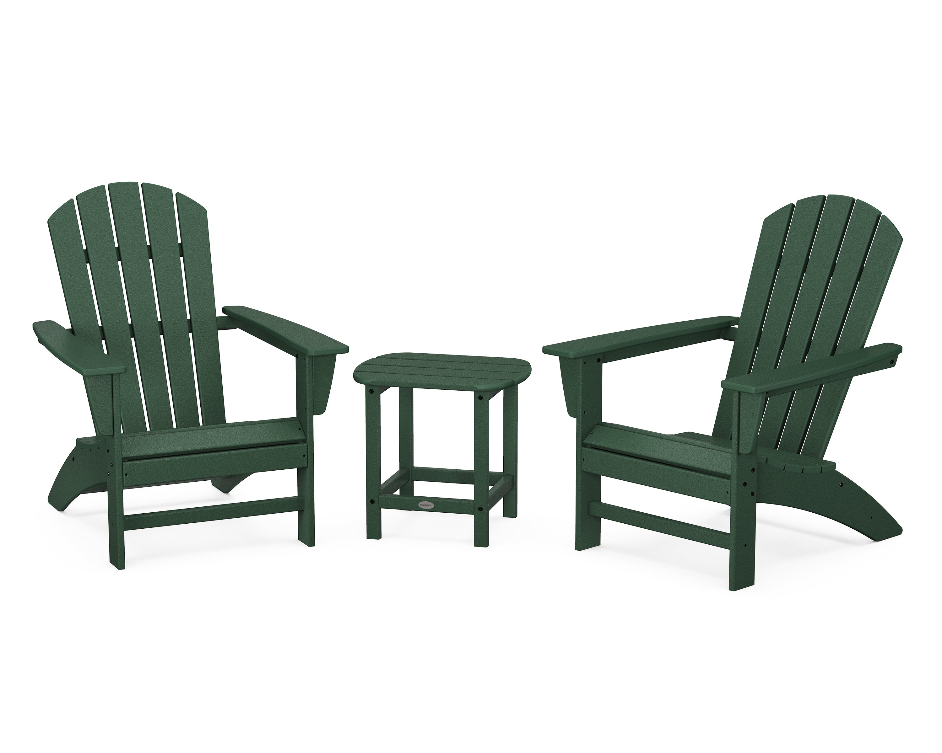 POLYWOOD® Nautical 3-Piece Adirondack Set with South Beach 18" Side Table in Green