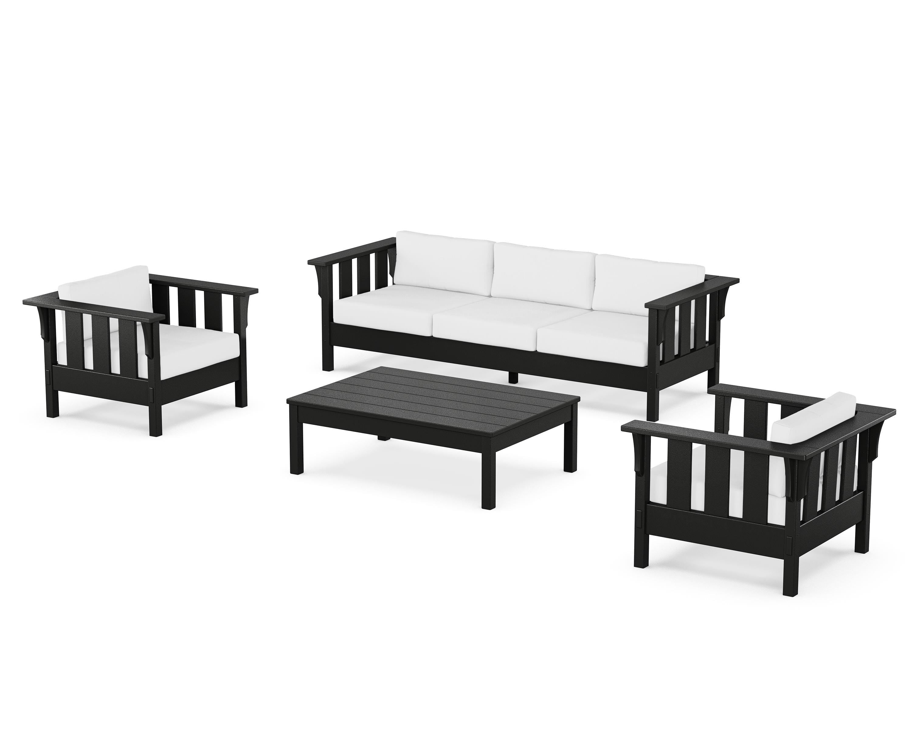 Martha Stewart by POLYWOOD Acadia 4-Piece Deep Seating Set with Sofa in Black / Natural