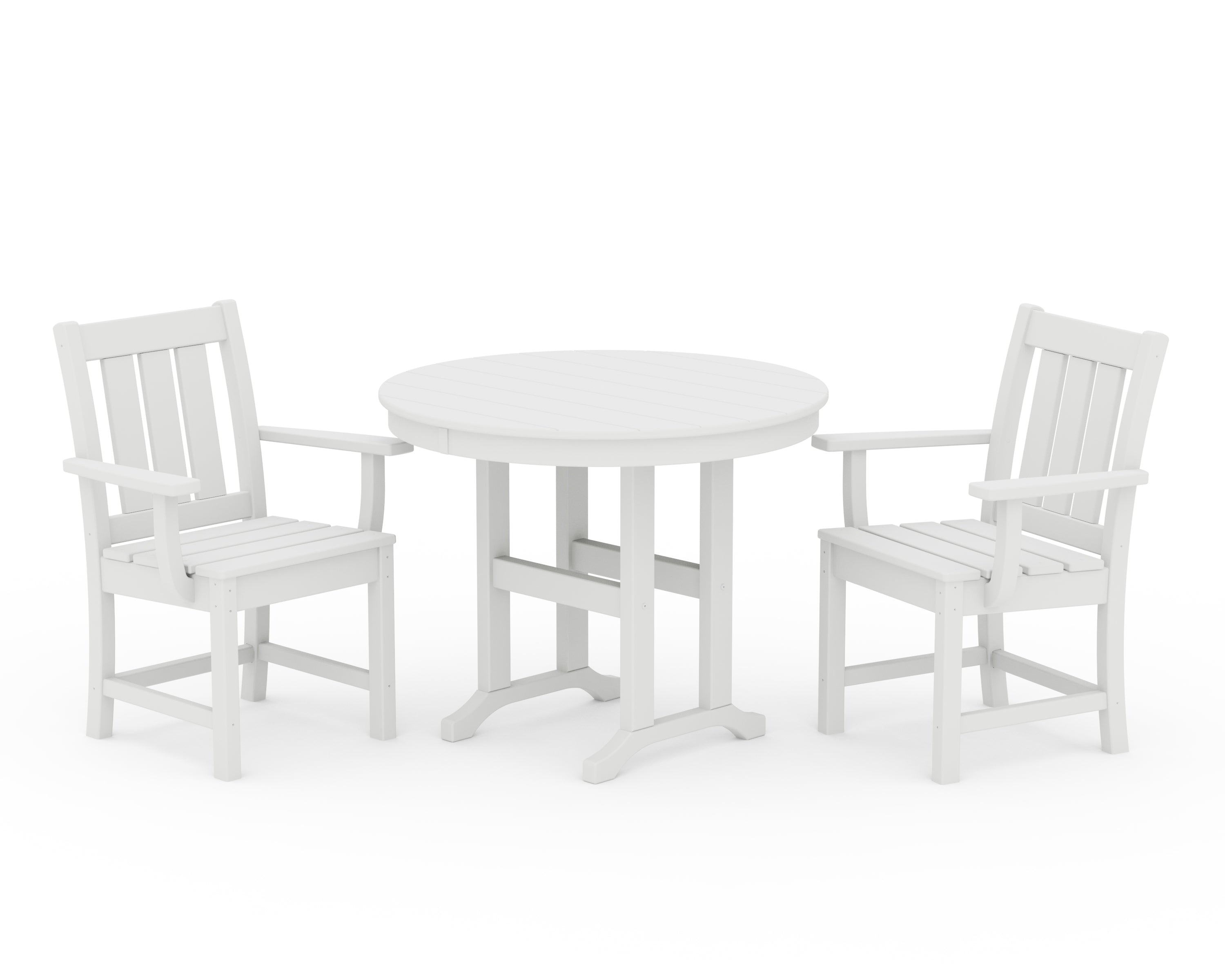 POLYWOOD Oxford 3-Piece Farmhouse Dining Set in White