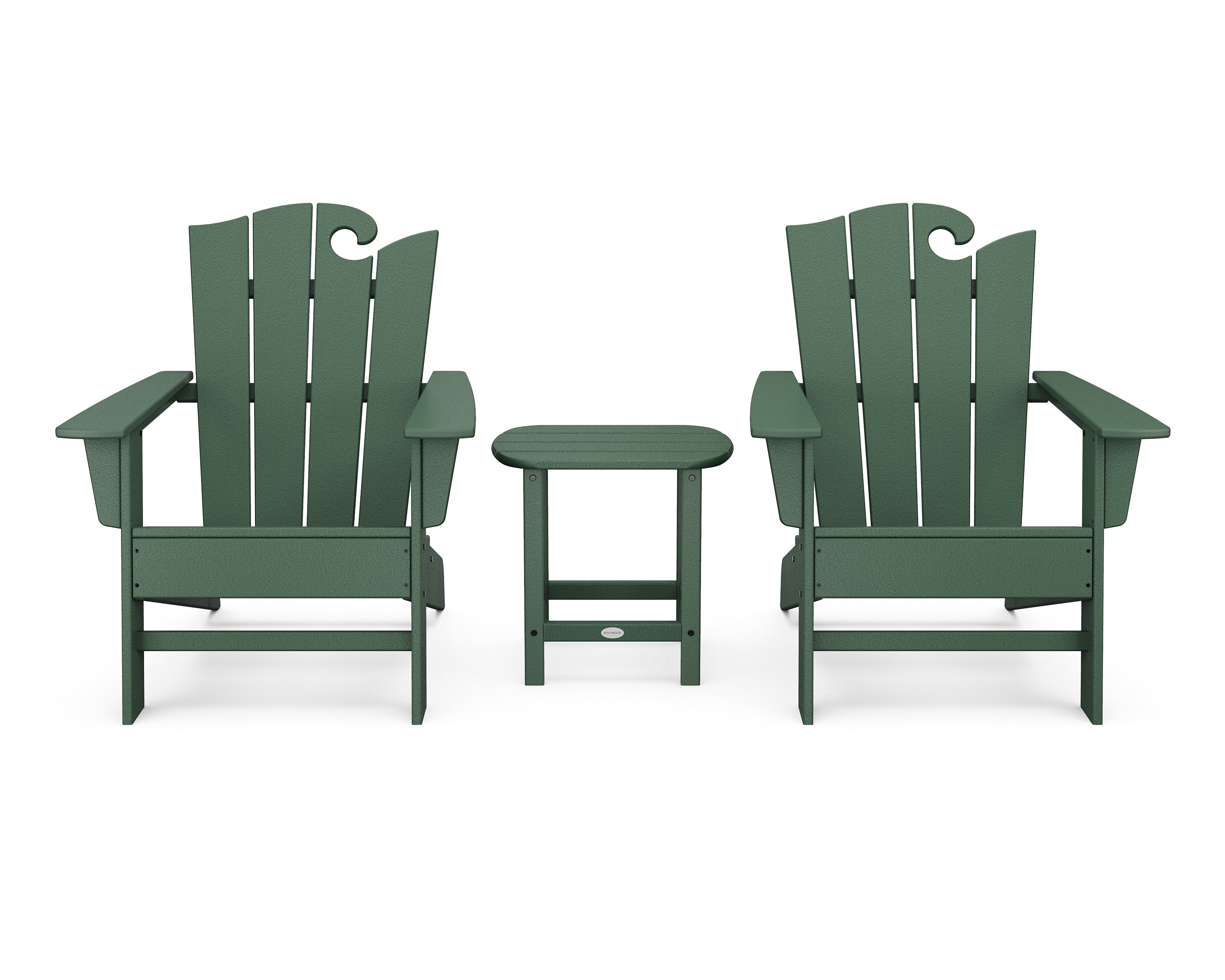 POLYWOOD® Wave 3-Piece Adirondack Set with The Ocean Chair in Green