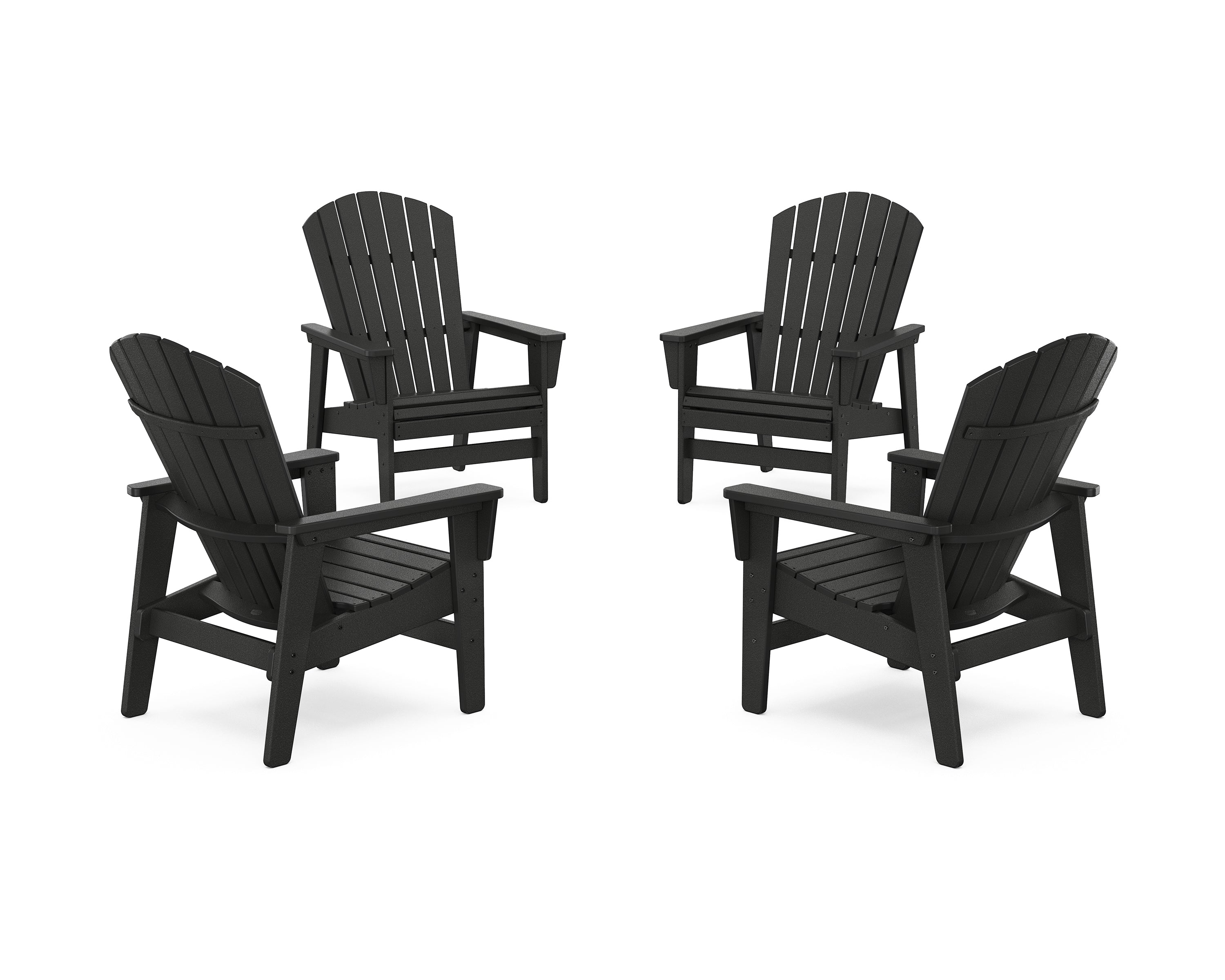 POLYWOOD® 4-Piece Nautical Grand Upright Adirondack Chair Conversation Set in Black