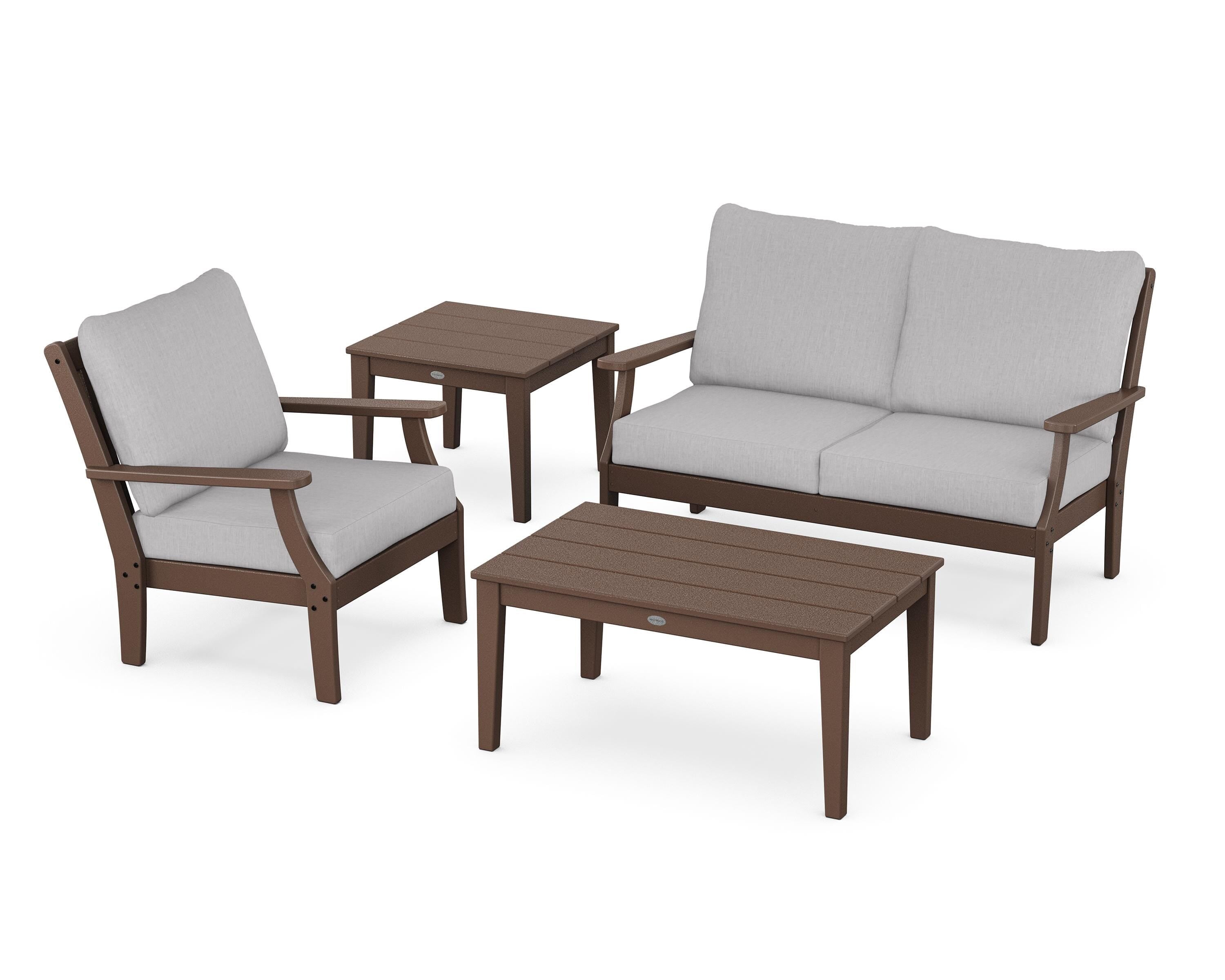POLYWOOD Braxton 4-Piece Deep Seating Set in Mahogany / Granite