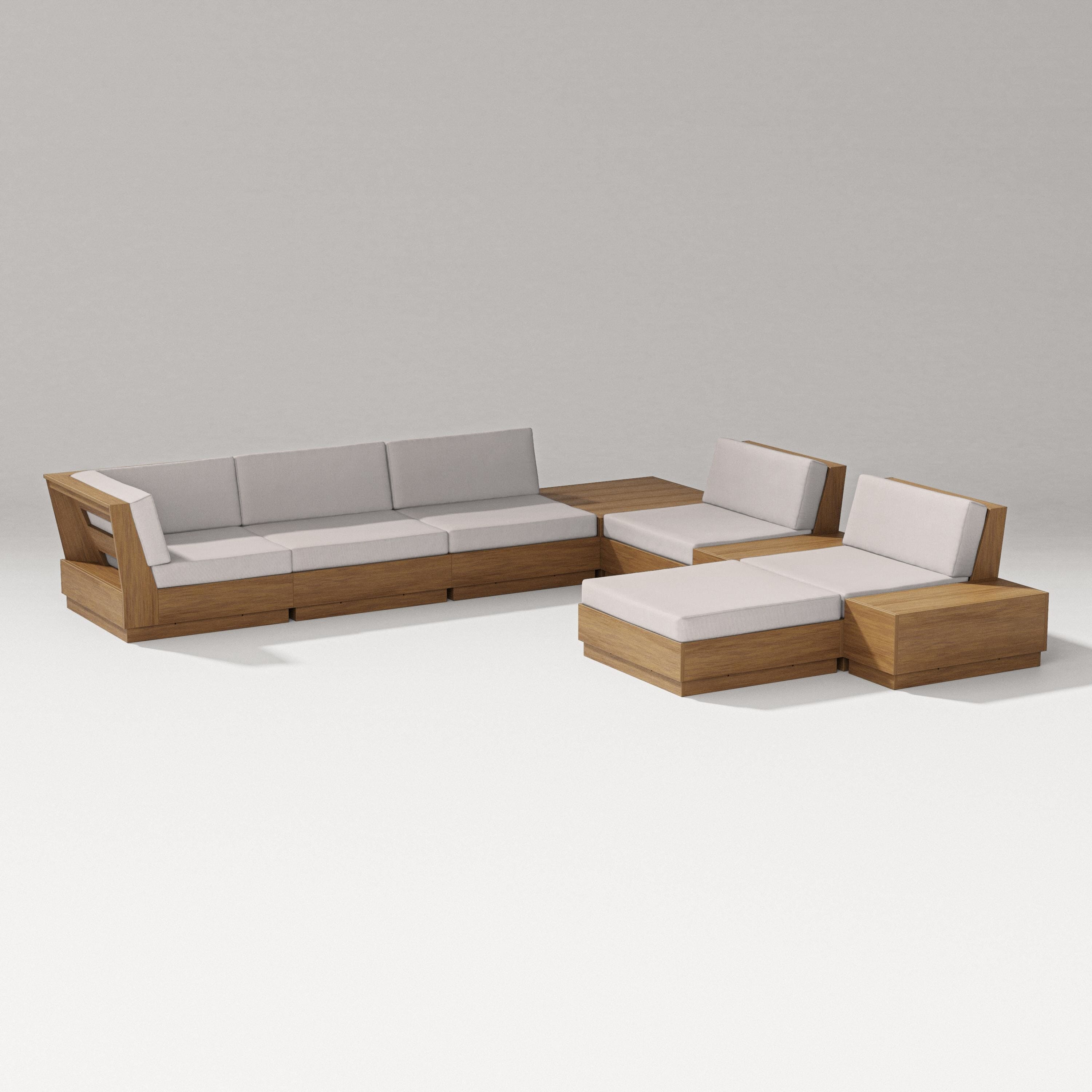 PW Designer Series Elevate 9-Piece Conversation Sectional in Natural / Dune Burlap