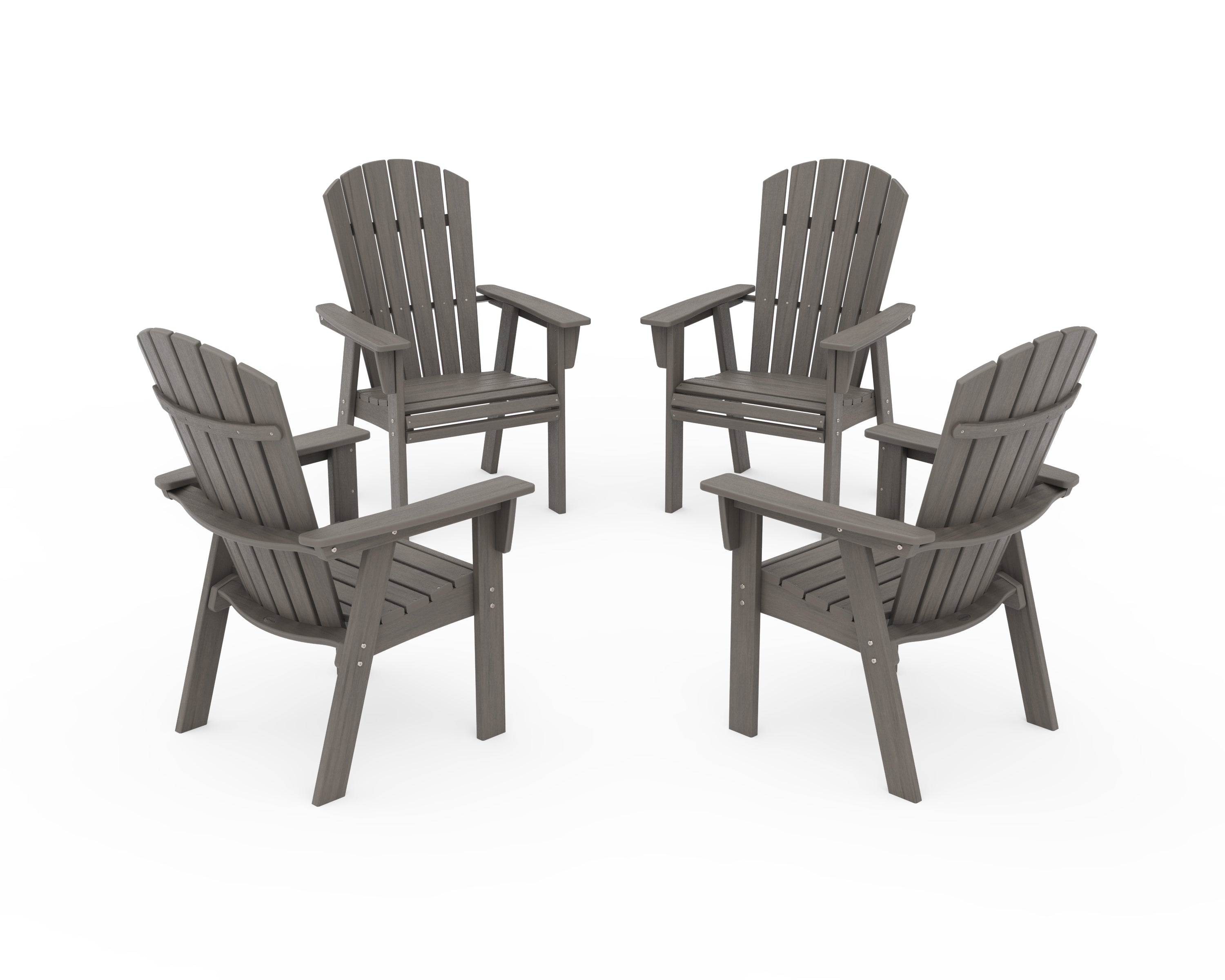 POLYWOOD Nautical 4-Piece Curveback Upright Adirondack Conversation Set in Driftwood