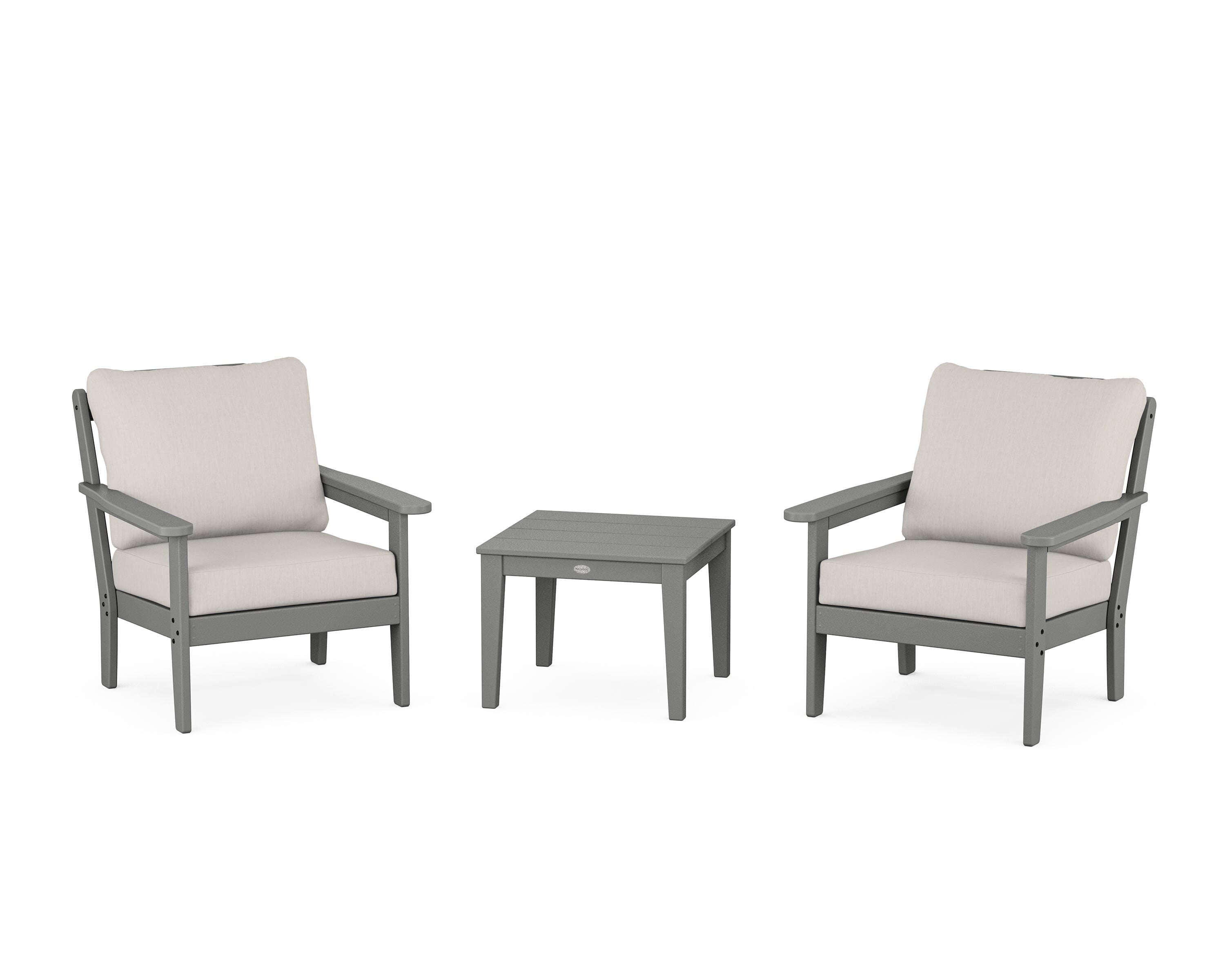 Country Living Cottage 3-Piece Deep Seating Set in Slate Grey / Cast Ash