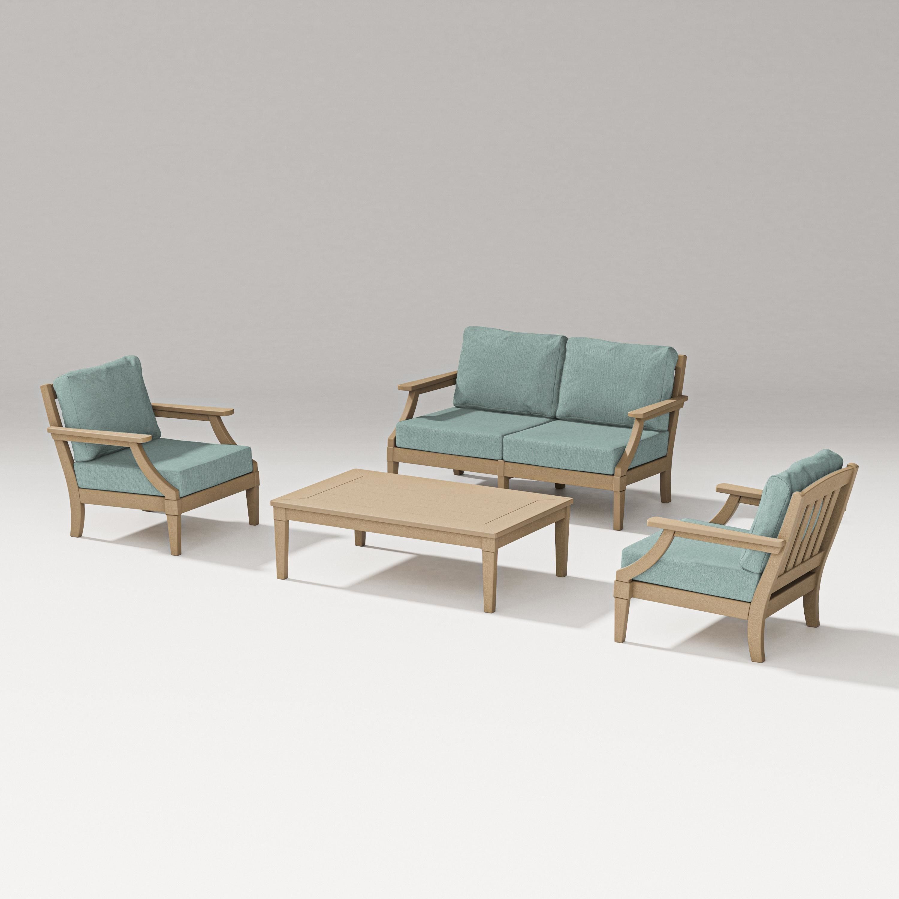 PW Designer Series Estate Lounge 4-Piece Loveseat Set in Vintage Sahara / Glacier Spa