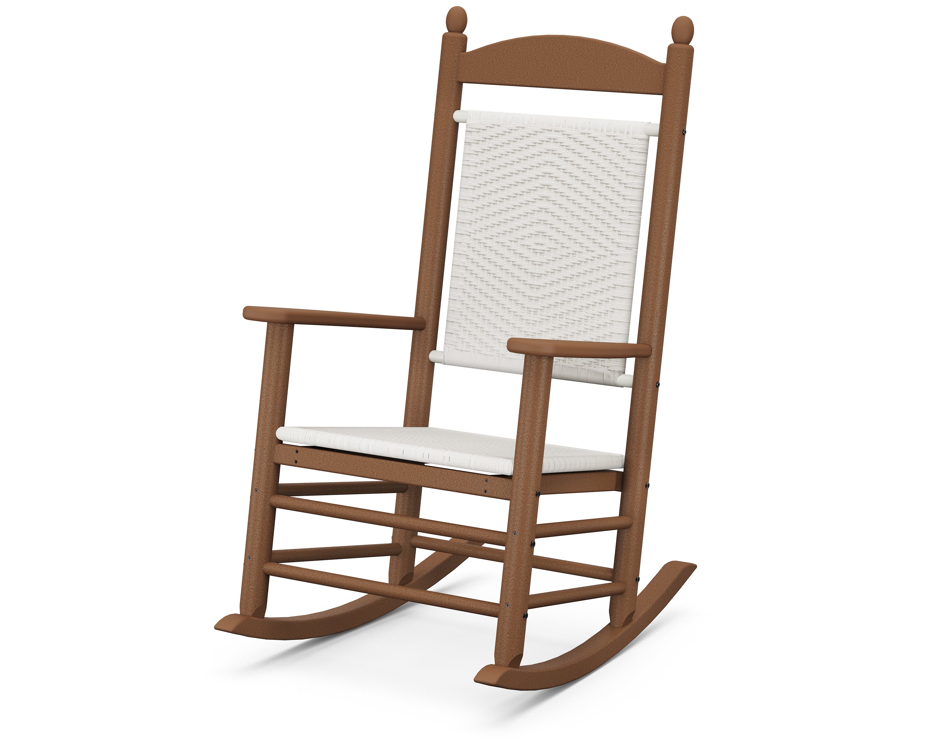 POLYWOOD® Jefferson Woven Rocking Chair in Teak / White Loom