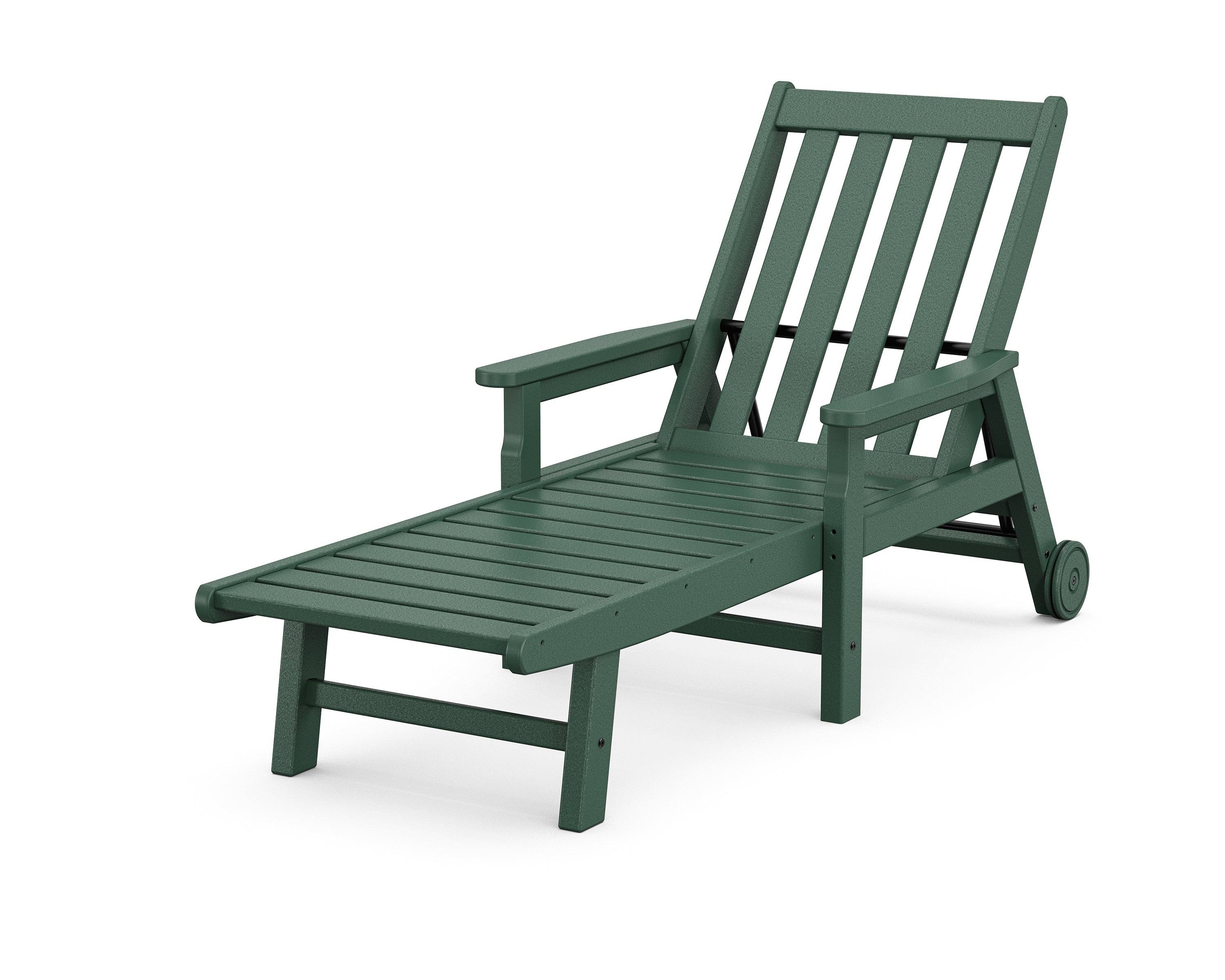 POLYWOOD® Vineyard Chaise with Arms and Wheels in Green