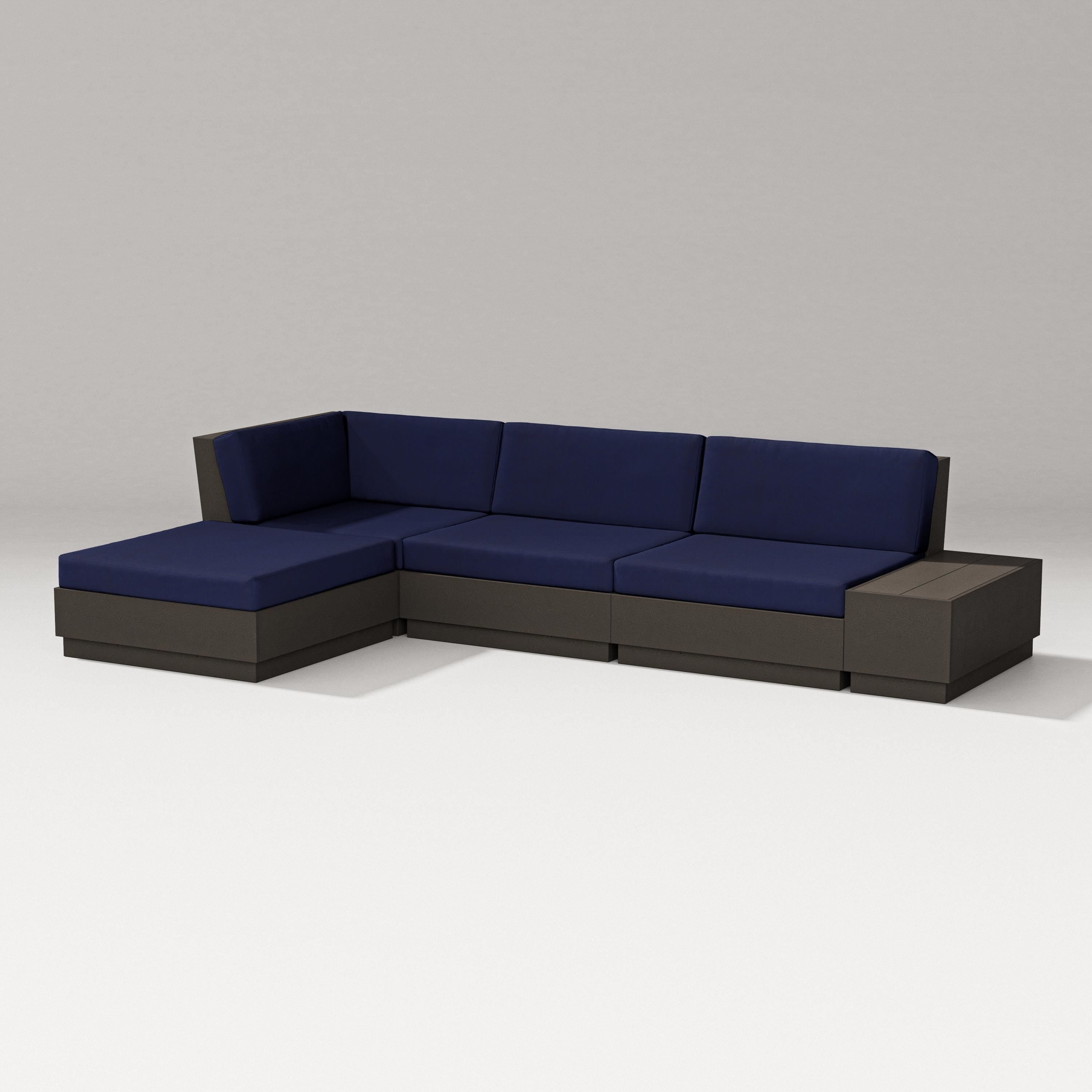 PW Designer Series Elevate Chaise Sectional in Vintage Coffee / Navy