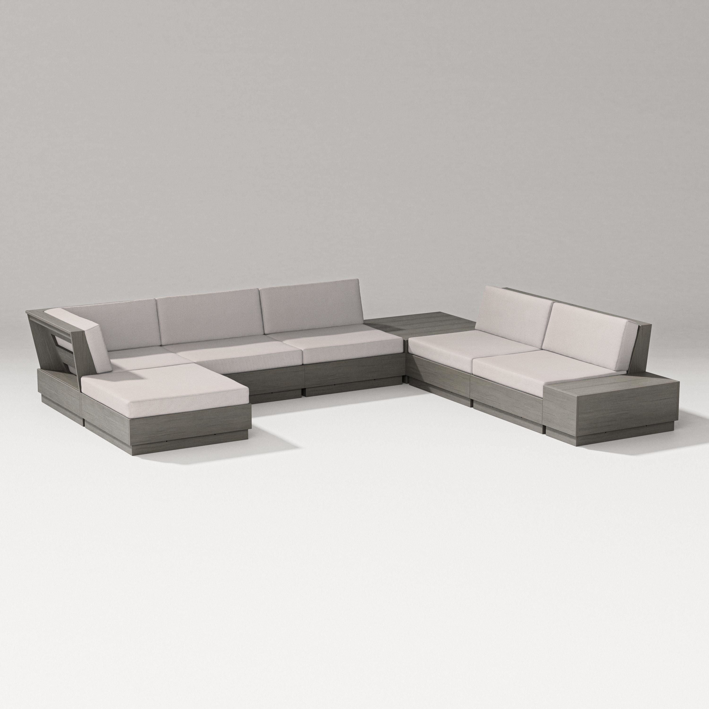 PW Designer Series Elevate 8-Piece Corner Sectional in Driftwood / Dune Burlap