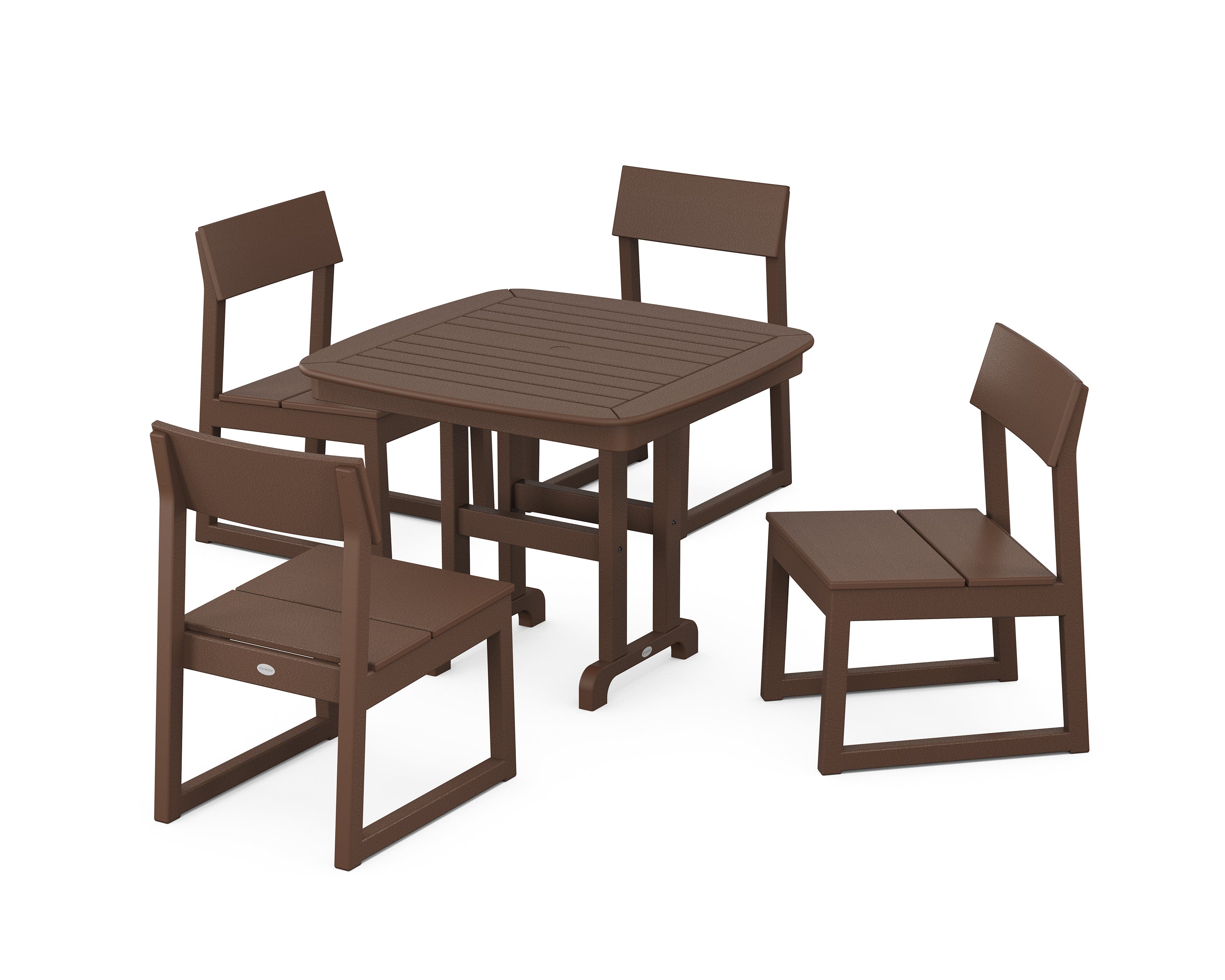 POLYWOOD® EDGE Side Chair 5-Piece Dining Set in Mahogany