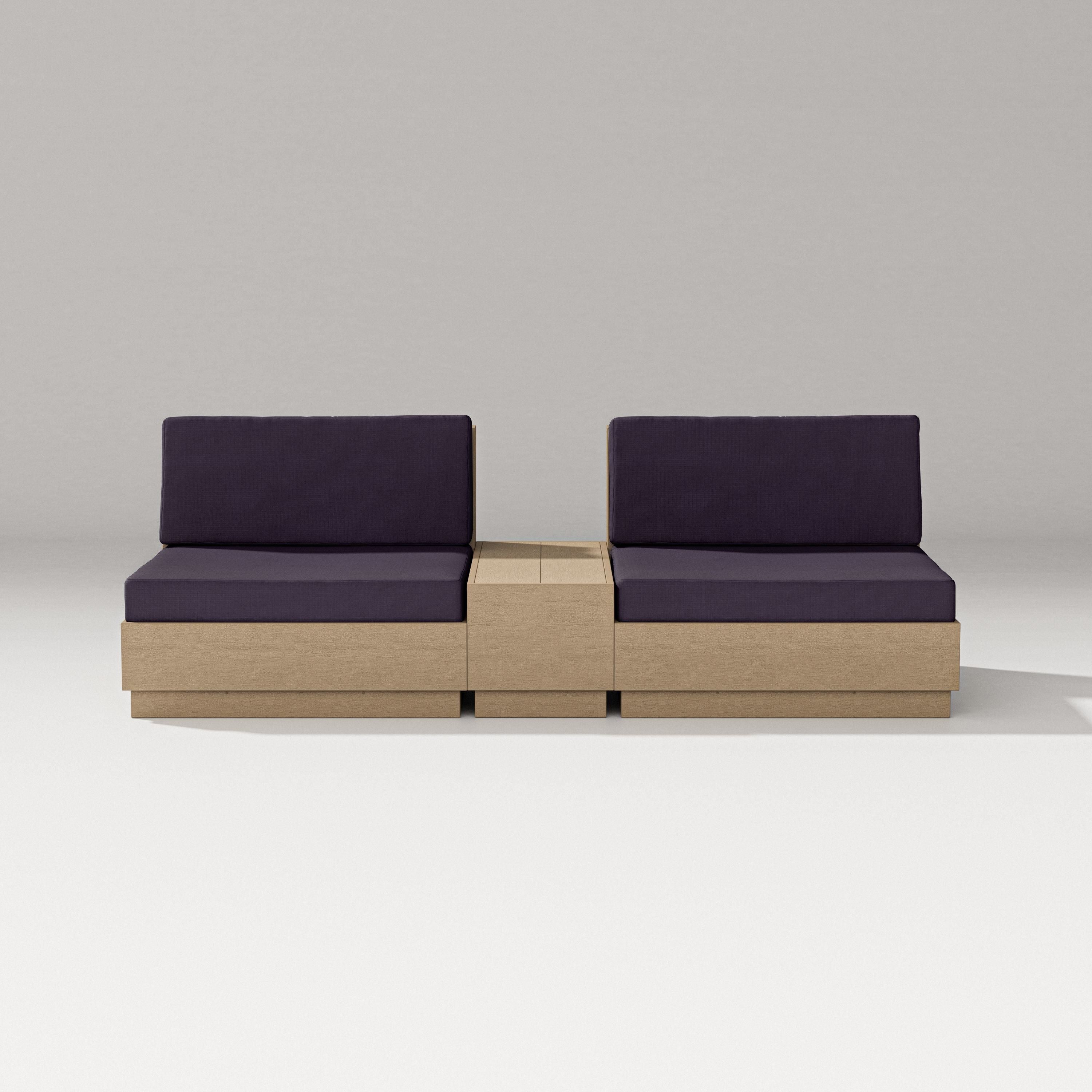 PW Designer Series Elevate Lounge Chair Set in Vintage Sahara / Navy Linen