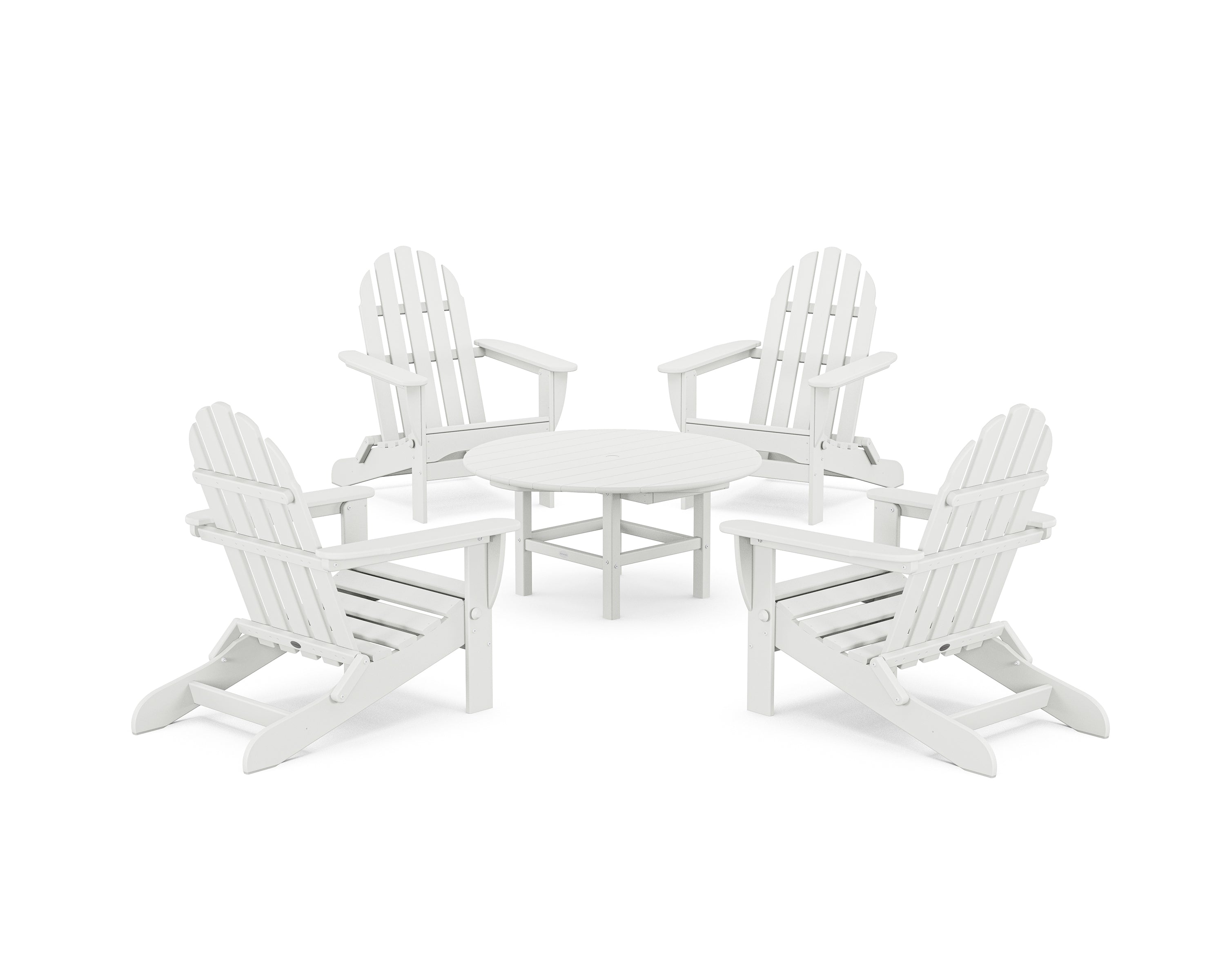 POLYWOOD® Classic Folding Adirondack 5-Piece Conversation Group in White