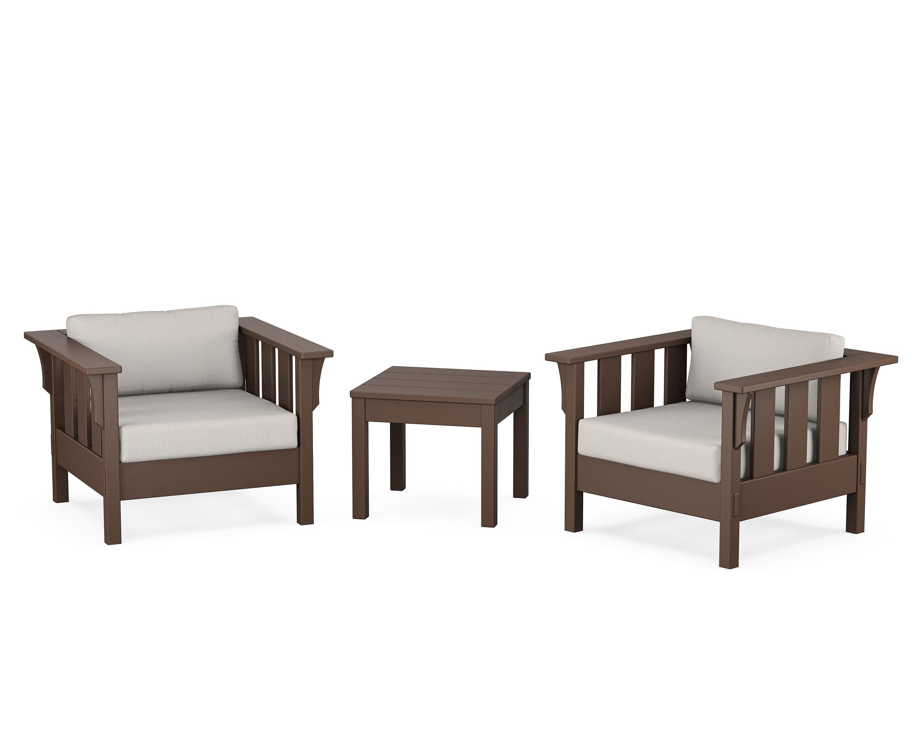 Martha Stewart by POLYWOOD Acadia 3-Piece Deep Seating Set in Mahogany / Cast Ash