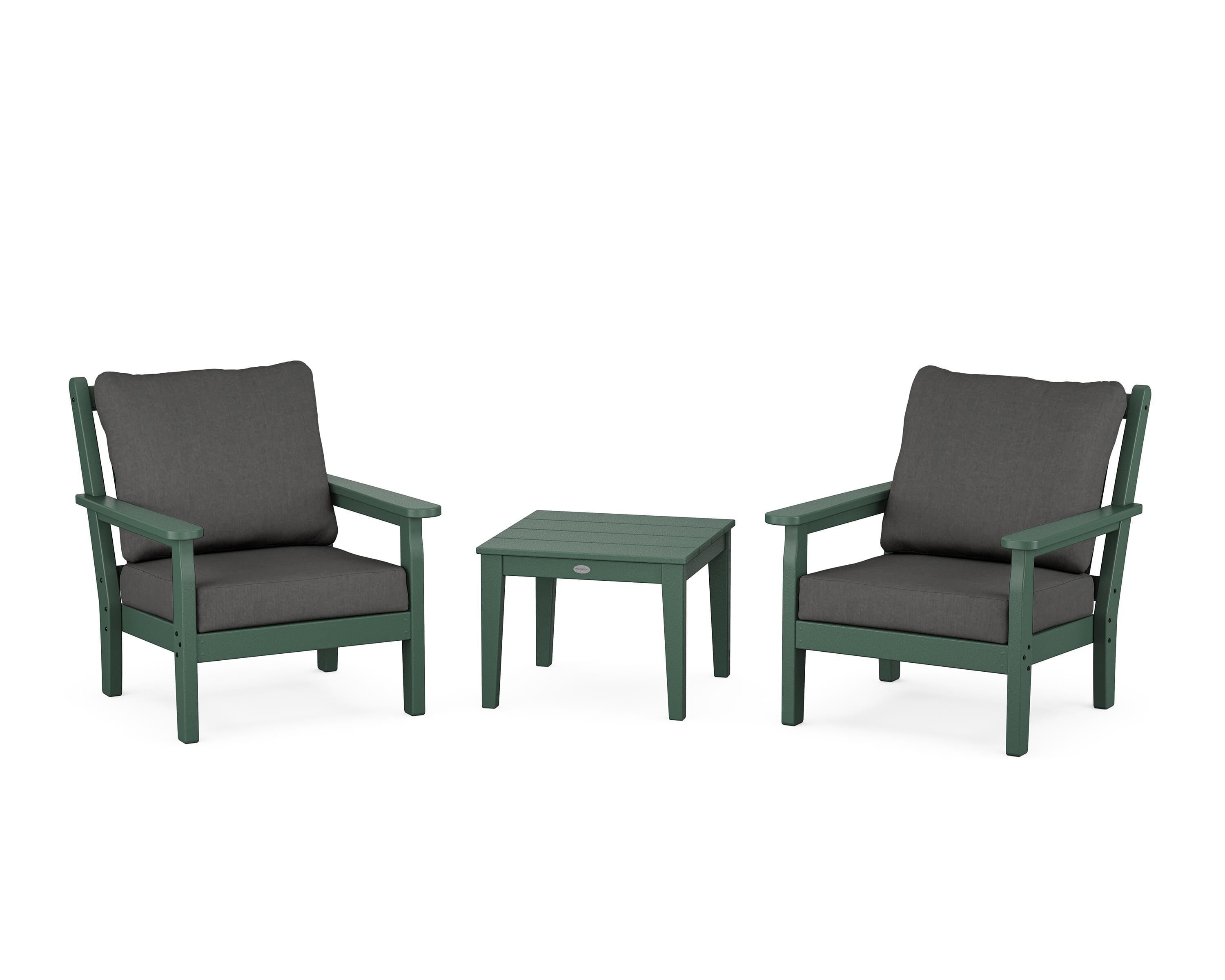 POLYWOOD Chippendale 3-Piece Deep Seating Set in Green / Spectrum Carbon