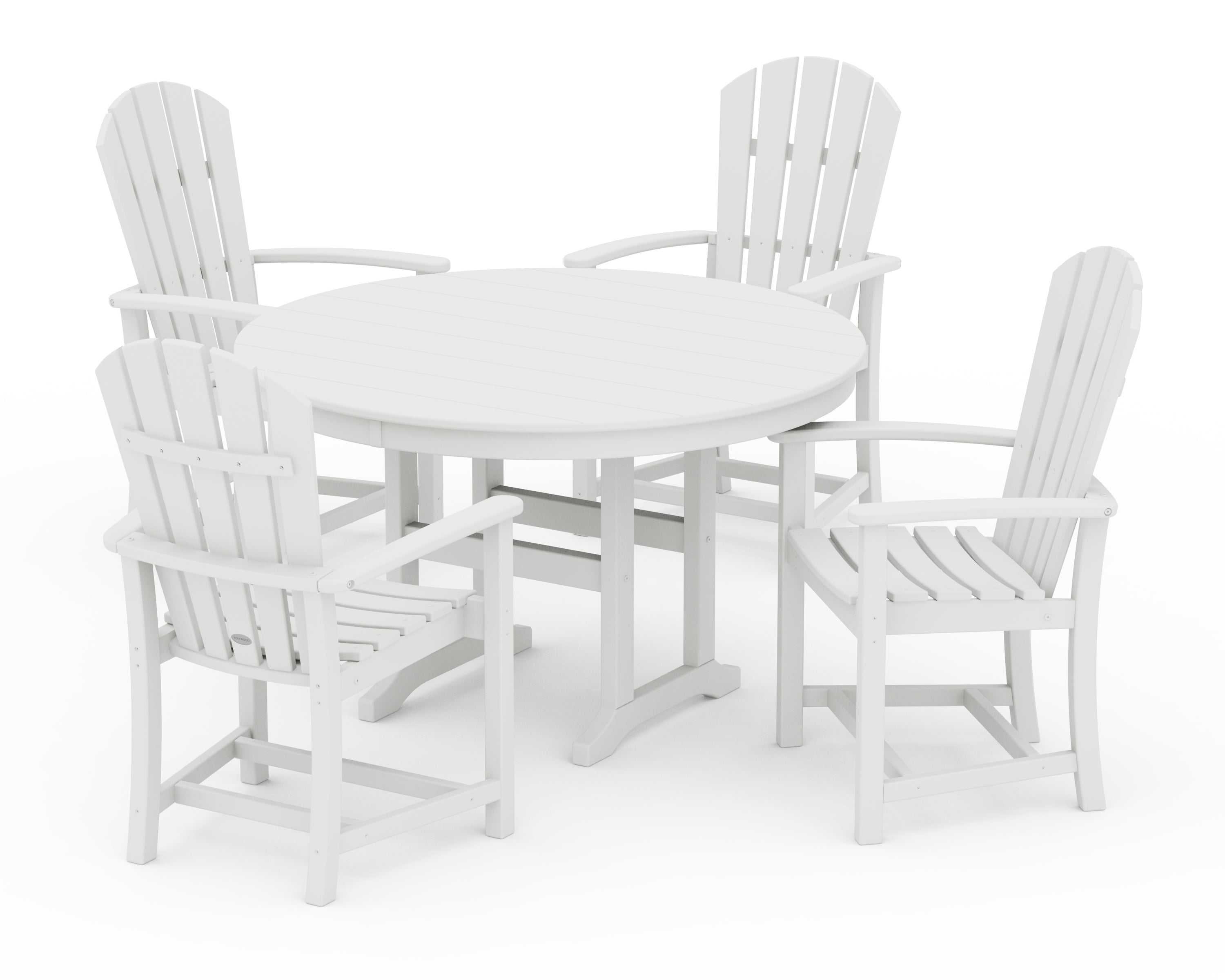 POLYWOOD Palm Coast 5-Piece Round Farmhouse Dining Set in White