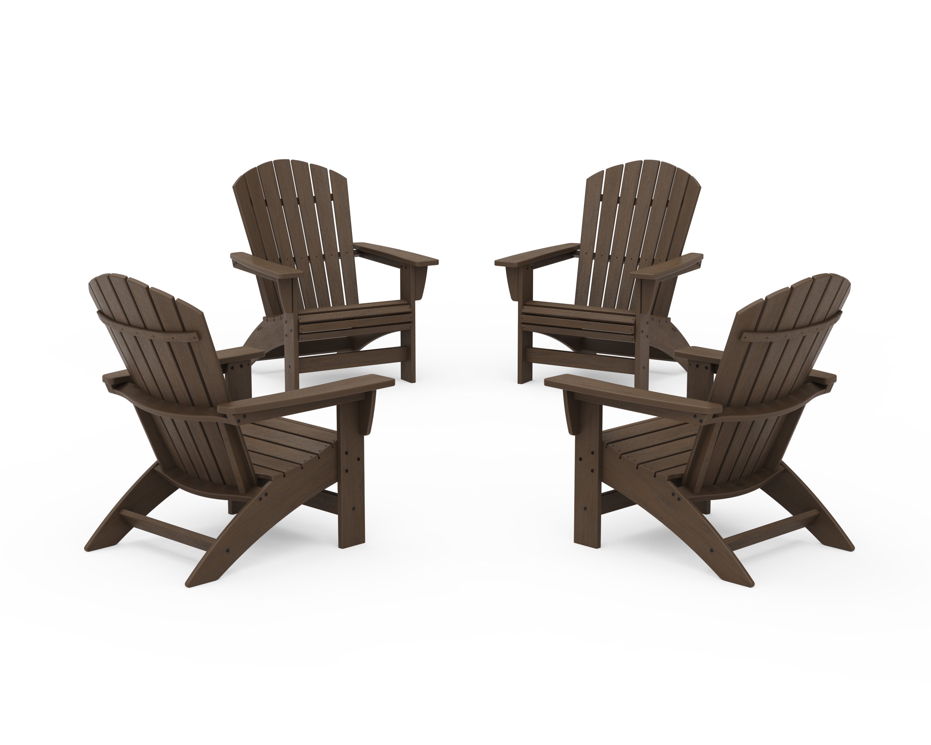 POLYWOOD 4-Piece Nautical Grand Adirondack Chair Conversation Set in Kona