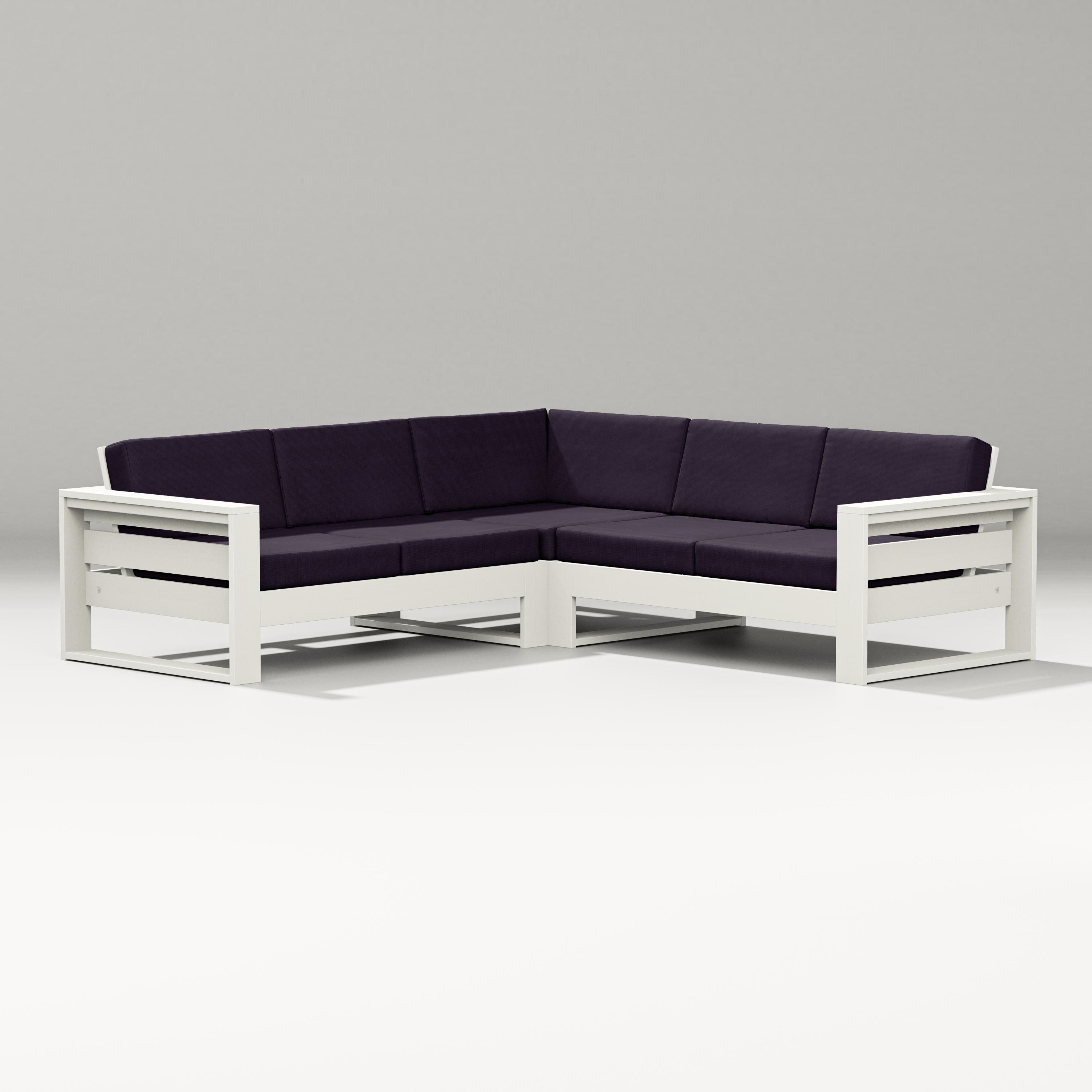 PW Designer Series Latitude Corner Sectional in Vintage White / Navy Linen
