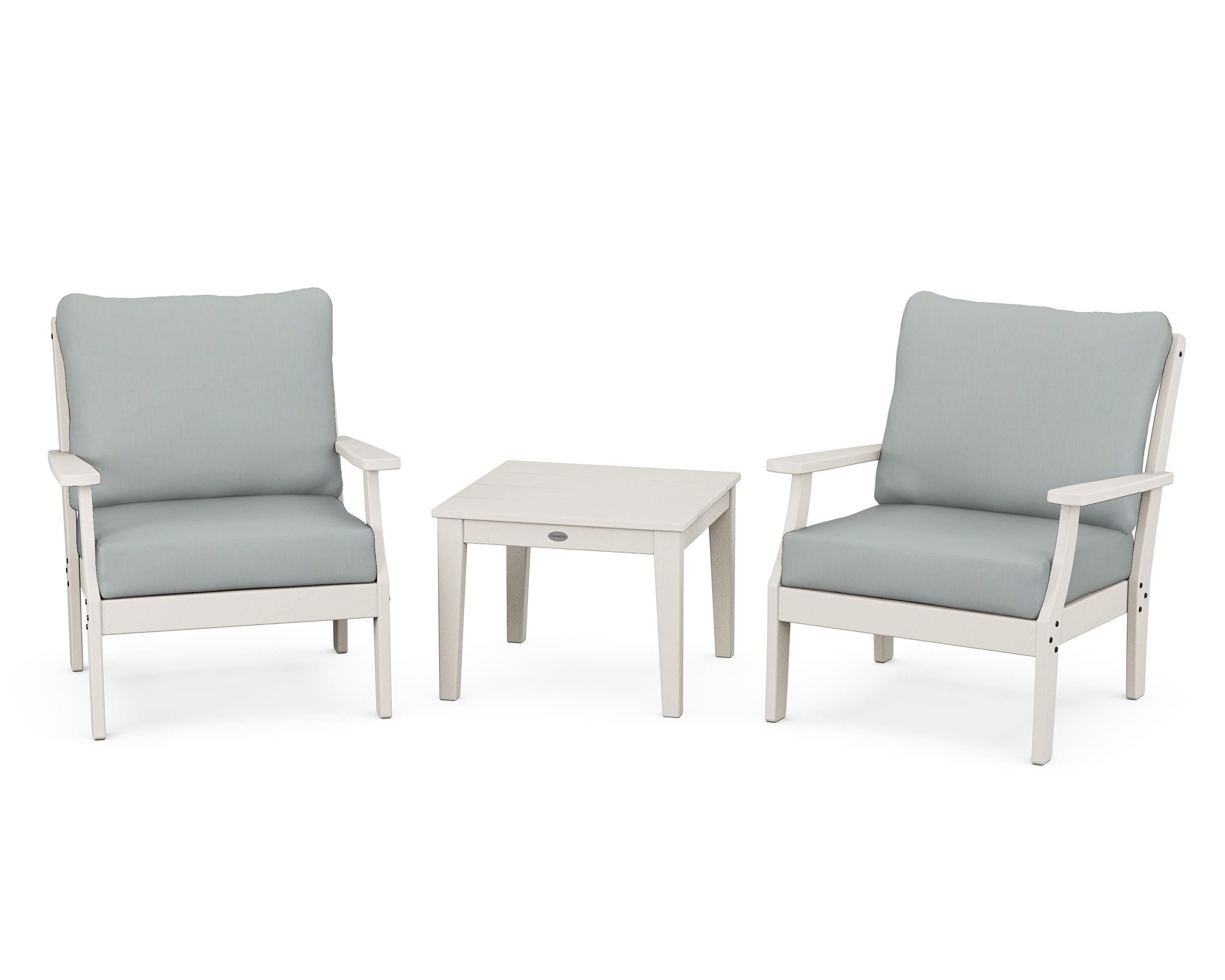 POLYWOOD Braxton 3-Piece Deep Seating Set in Sand / Spa